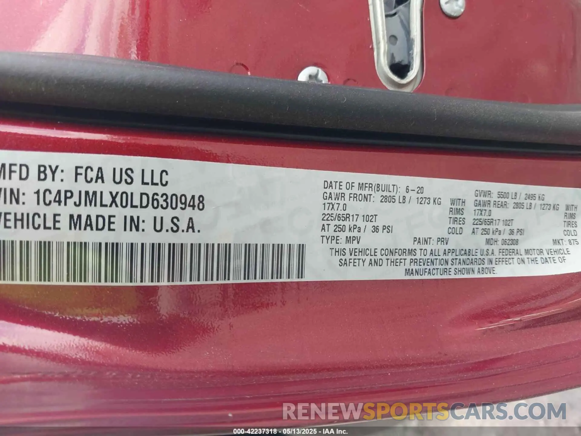 9 Photograph of a damaged car 1C4PJMLX0LD630948 JEEP CHEROKEE 2020