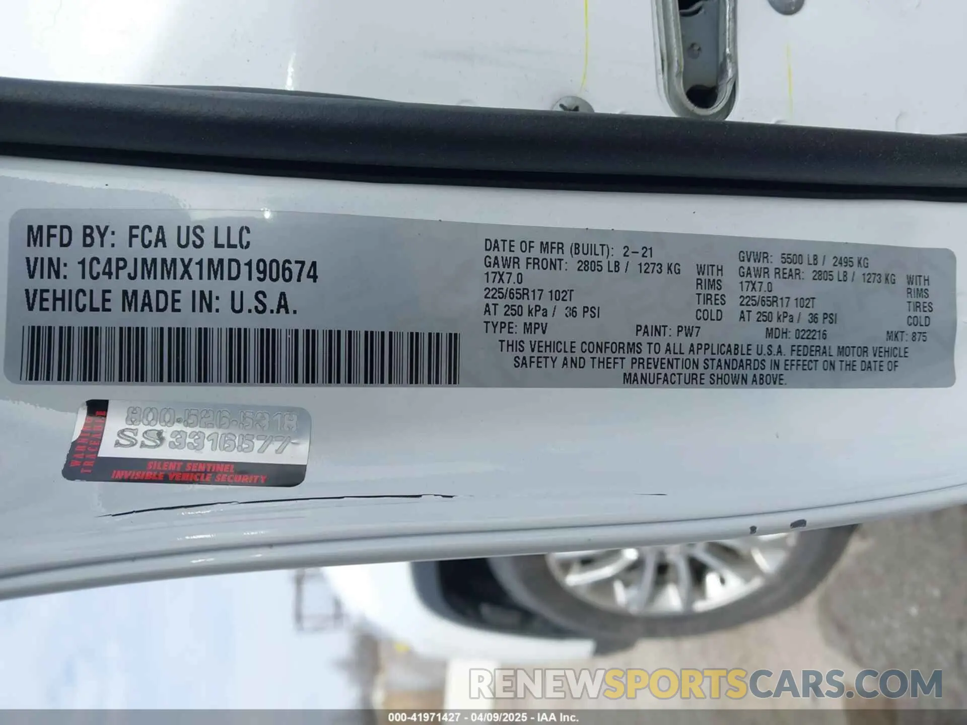 9 Photograph of a damaged car 1C4PJMMX1MD190674 JEEP CHEROKEE 2021