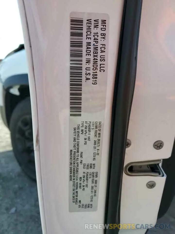 13 Photograph of a damaged car 1C4PJMBX4ND518819 JEEP CHEROKEE 2022