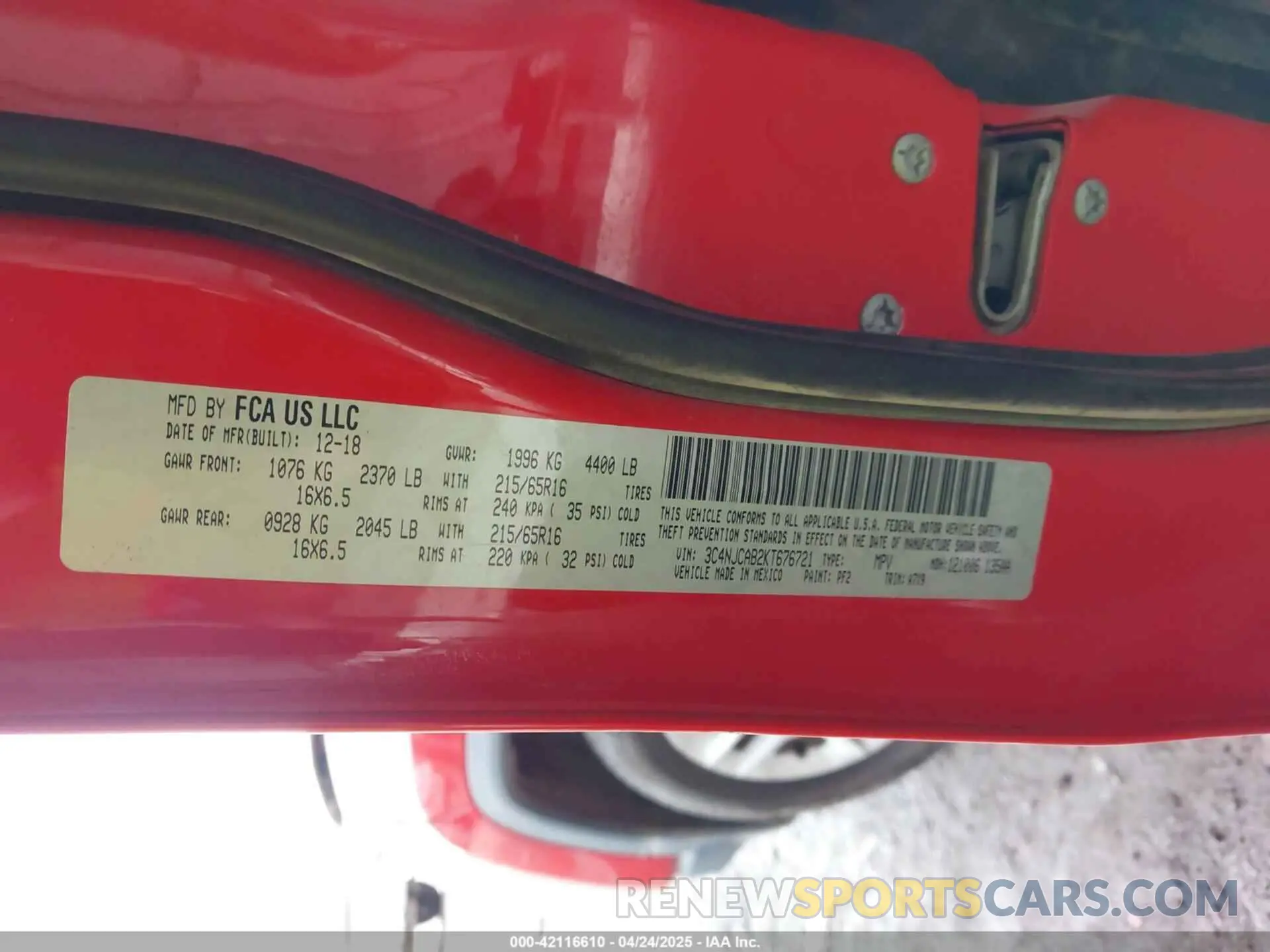 9 Photograph of a damaged car 3C4NJCAB2KT676721 JEEP COMPASS 2019