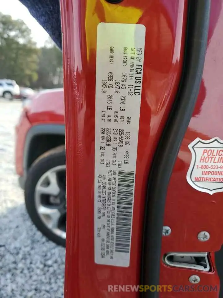 13 Photograph of a damaged car 3C4NJCCB1KT659972 JEEP COMPASS 2019