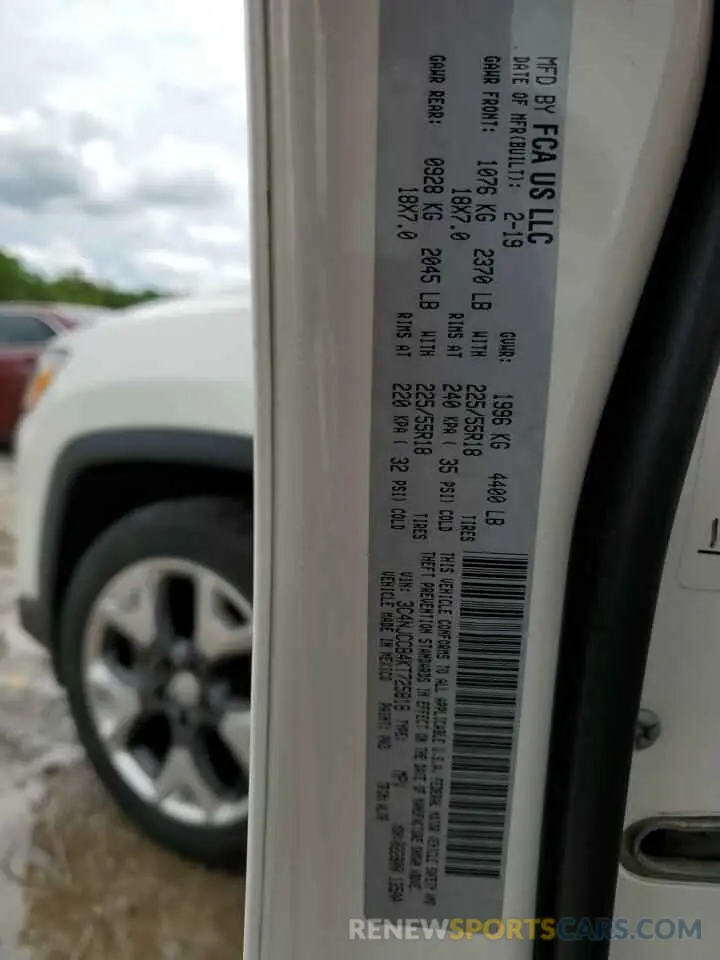 13 Photograph of a damaged car 3C4NJCCB4KT725818 JEEP COMPASS 2019