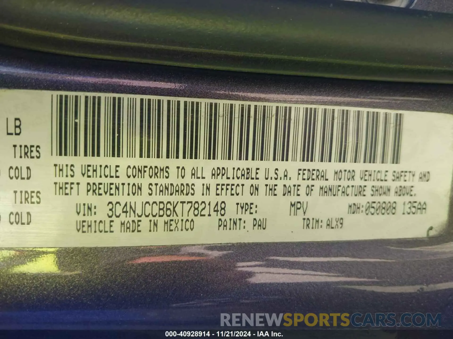 9 Photograph of a damaged car 3C4NJCCB6KT782148 JEEP COMPASS 2019