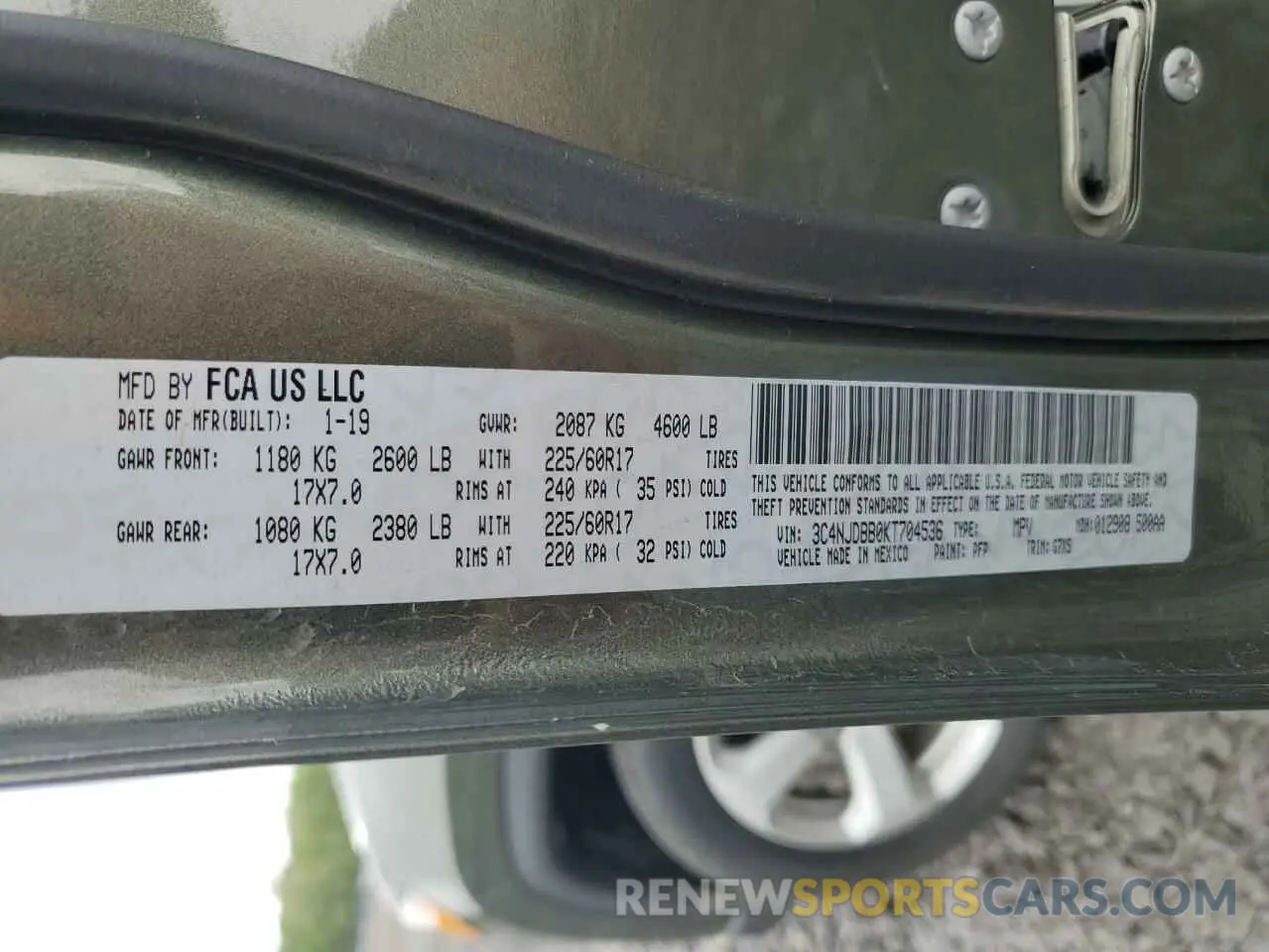14 Photograph of a damaged car 3C4NJDBB0KT704536 JEEP COMPASS 2019