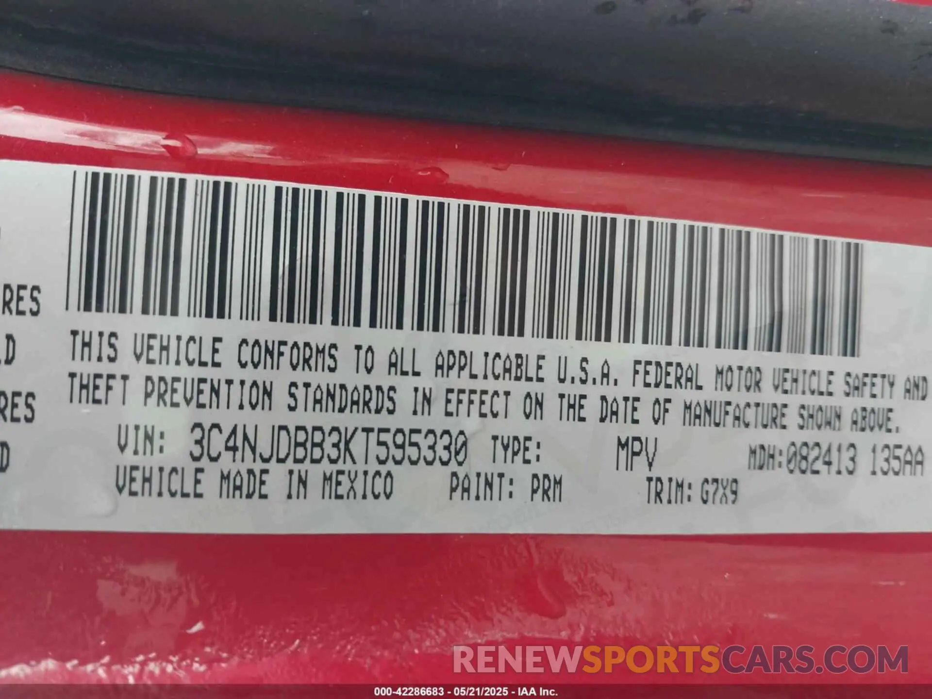 9 Photograph of a damaged car 3C4NJDBB3KT595330 JEEP COMPASS 2019