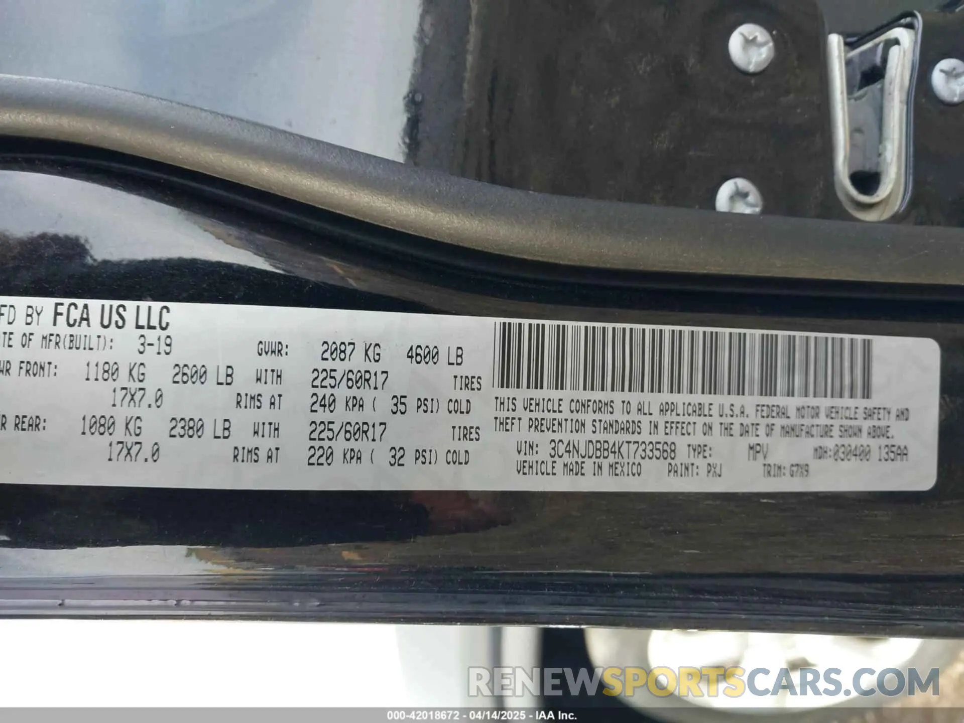 9 Photograph of a damaged car 3C4NJDBB4KT733568 JEEP COMPASS 2019