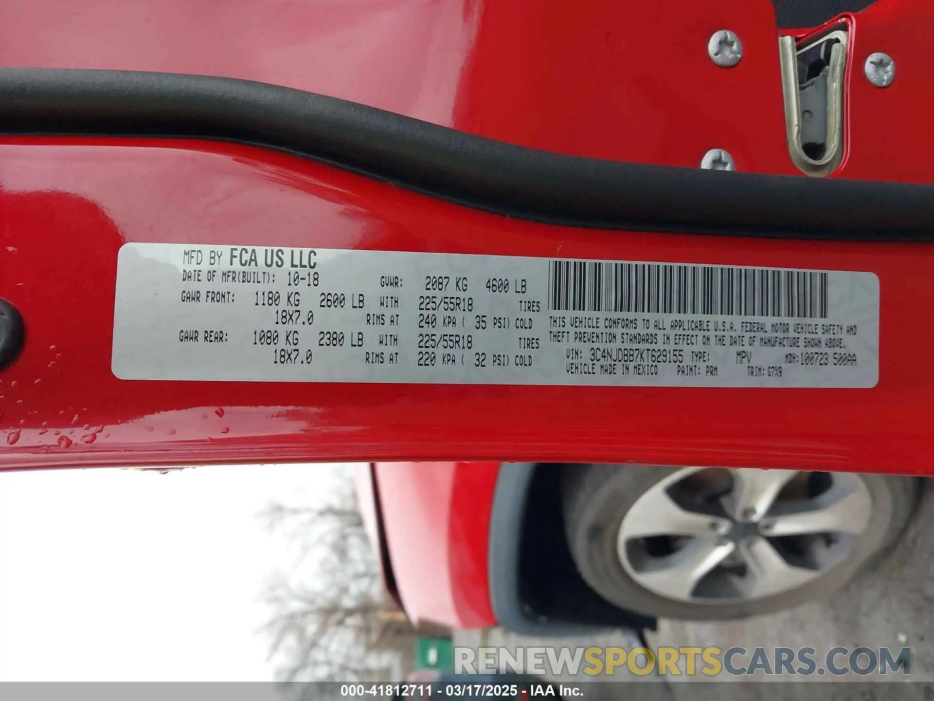 9 Photograph of a damaged car 3C4NJDBB7KT629155 JEEP COMPASS 2019