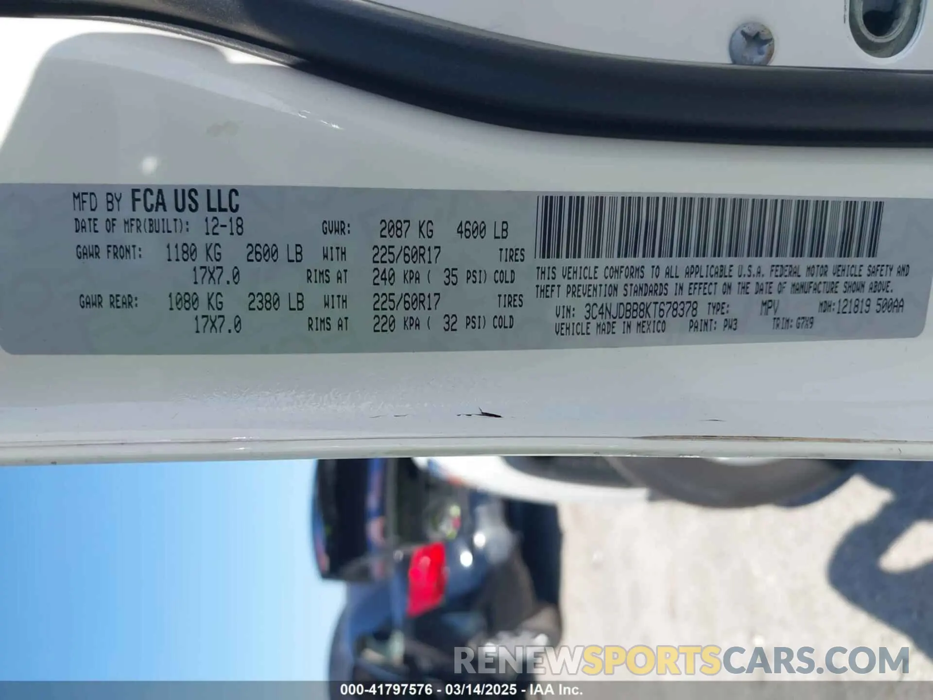 9 Photograph of a damaged car 3C4NJDBB8KT678378 JEEP COMPASS 2019