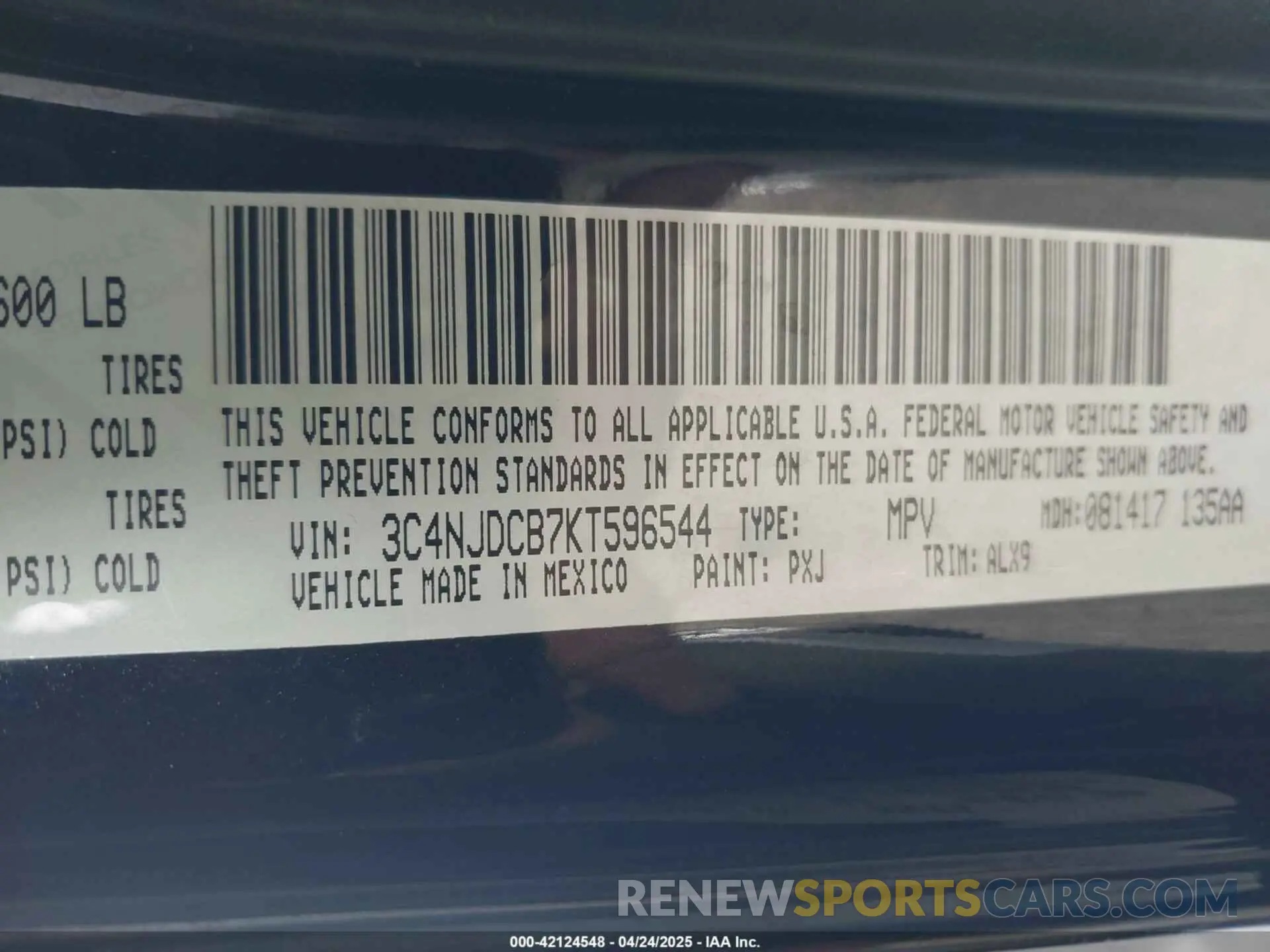 9 Photograph of a damaged car 3C4NJDCB7KT596544 JEEP COMPASS 2019
