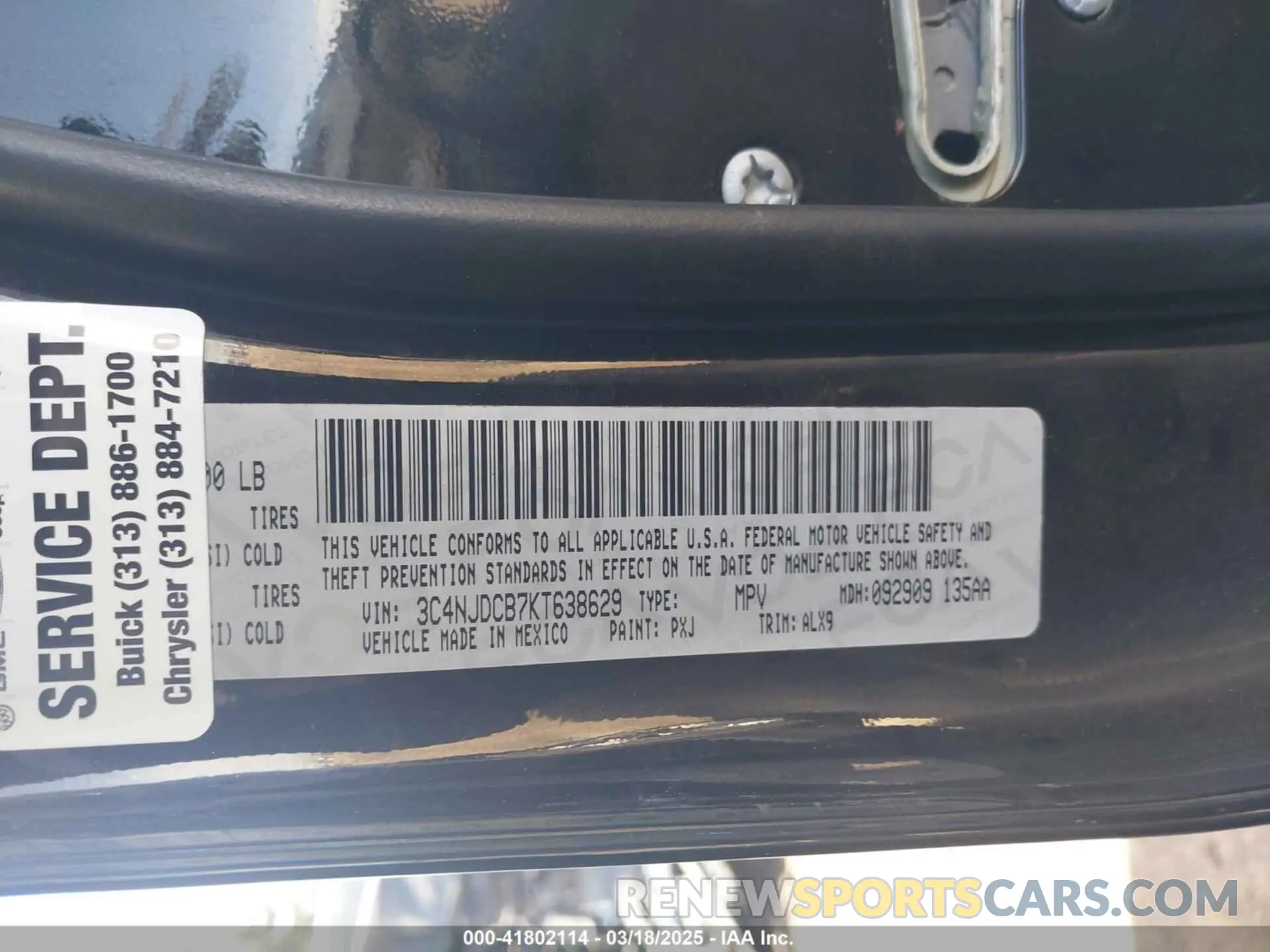 9 Photograph of a damaged car 3C4NJDCB7KT638629 JEEP COMPASS 2019