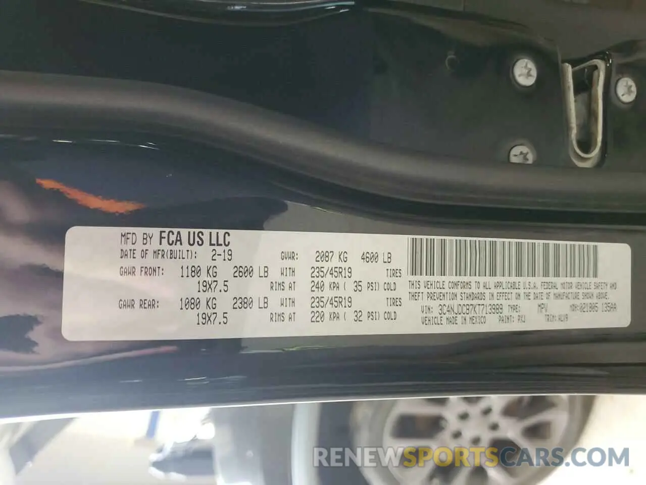 13 Photograph of a damaged car 3C4NJDCB7KT713989 JEEP COMPASS 2019