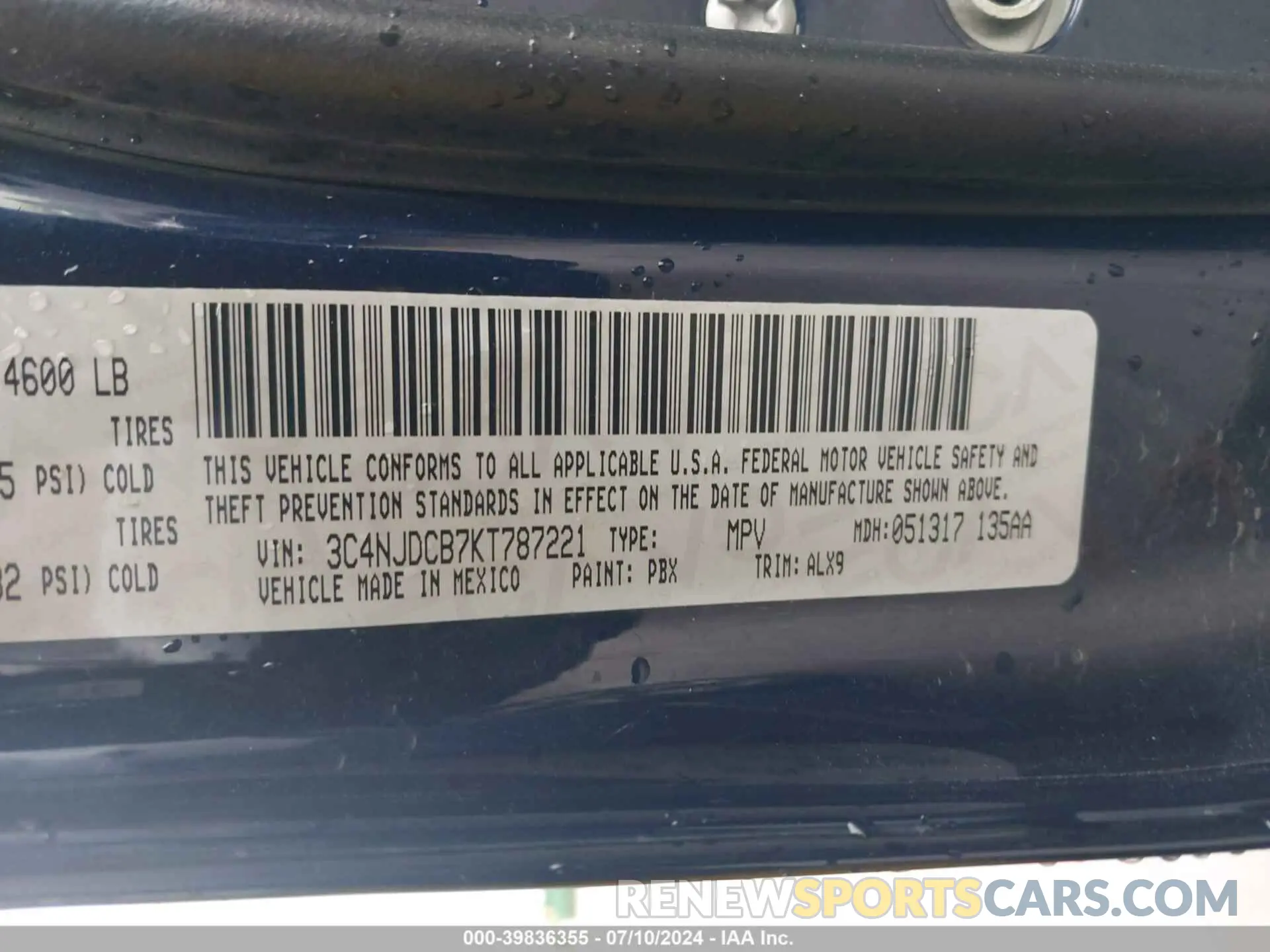 9 Photograph of a damaged car 3C4NJDCB7KT787221 JEEP COMPASS 2019