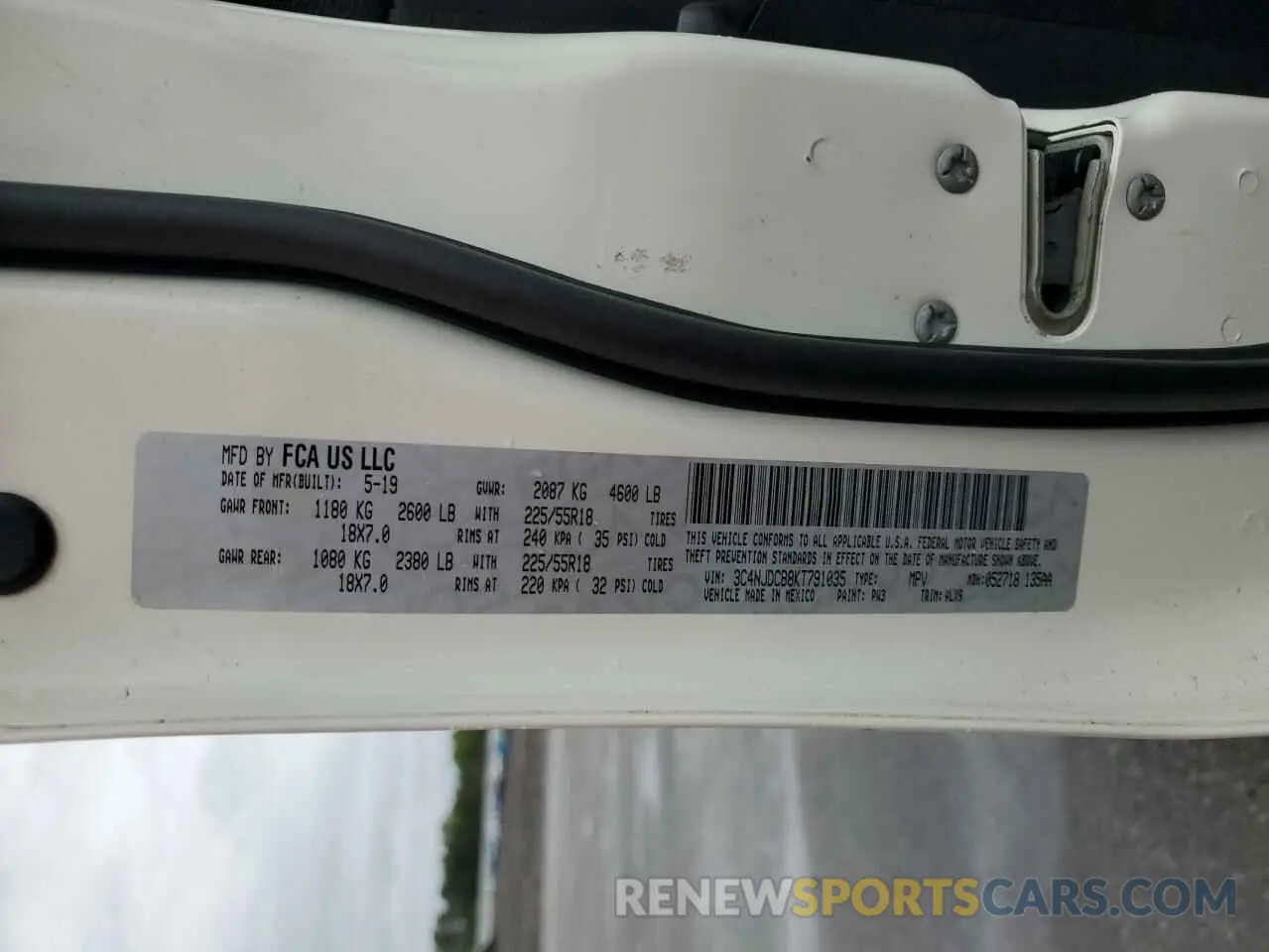 13 Photograph of a damaged car 3C4NJDCB8KT791035 JEEP COMPASS 2019