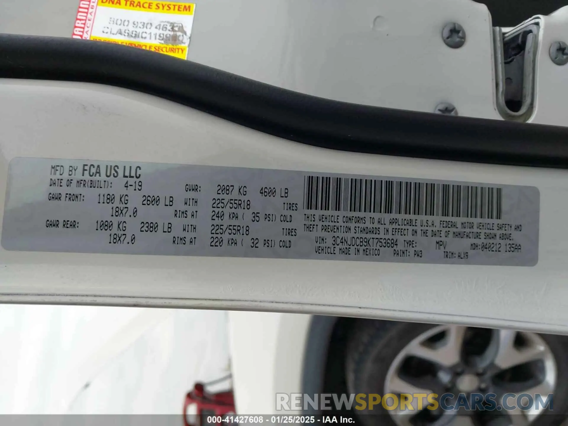 9 Photograph of a damaged car 3C4NJDCB9KT753684 JEEP COMPASS 2019