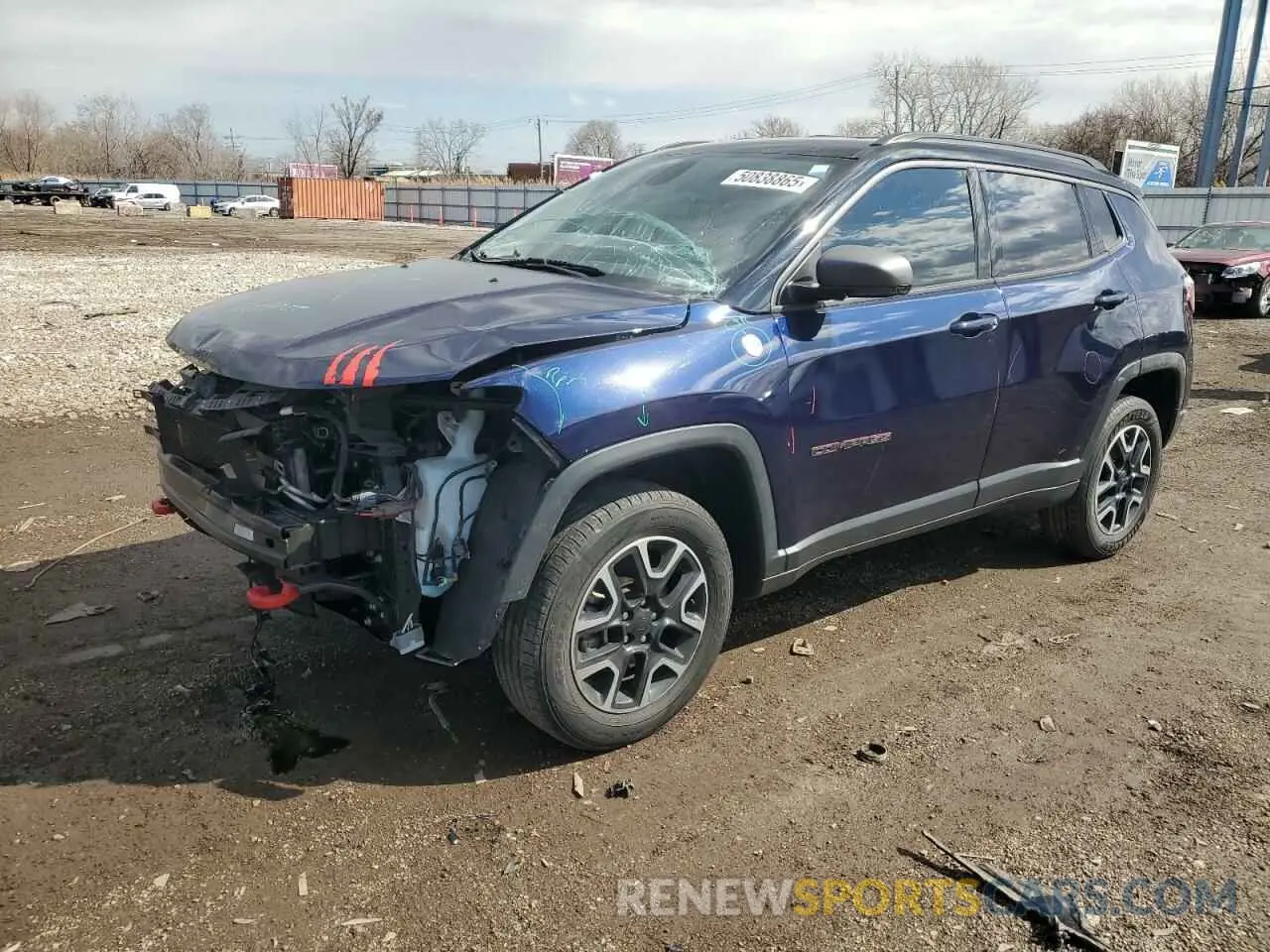 1 Photograph of a damaged car 3C4NJDDB2KT722386 JEEP COMPASS 2019