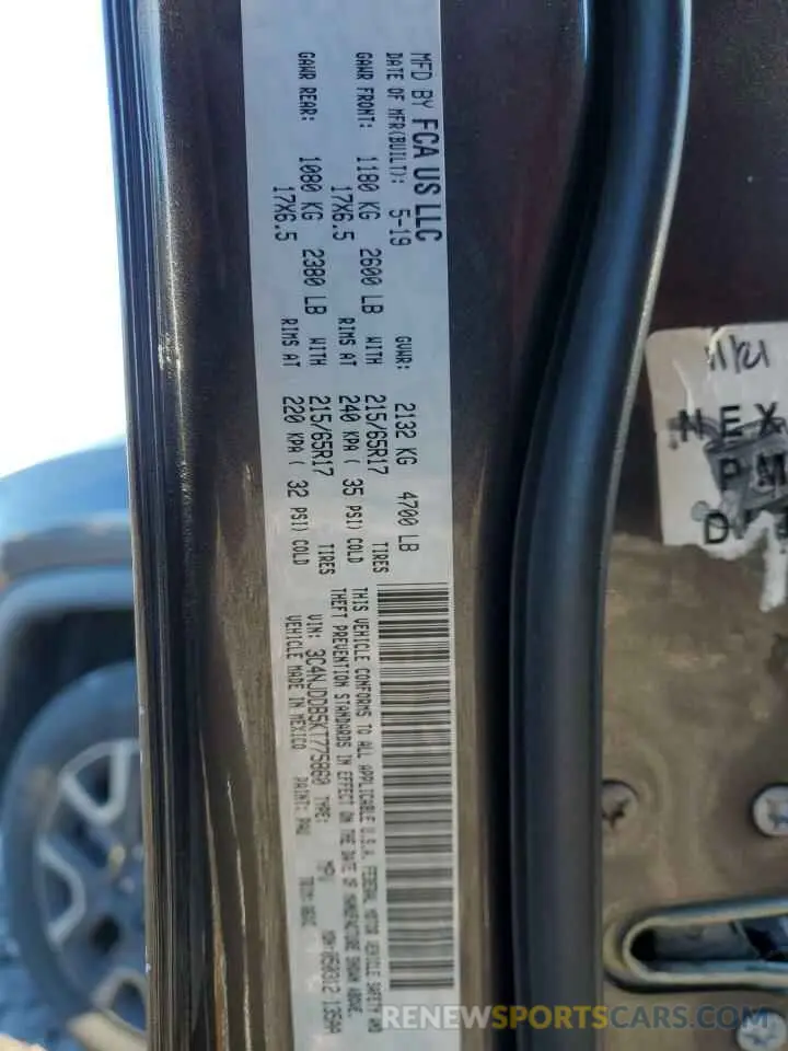 14 Photograph of a damaged car 3C4NJDDB5KT775860 JEEP COMPASS 2019