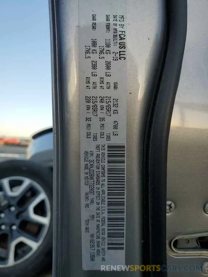 13 Photograph of a damaged car 3C4NJDDBXKT722037 JEEP COMPASS 2019