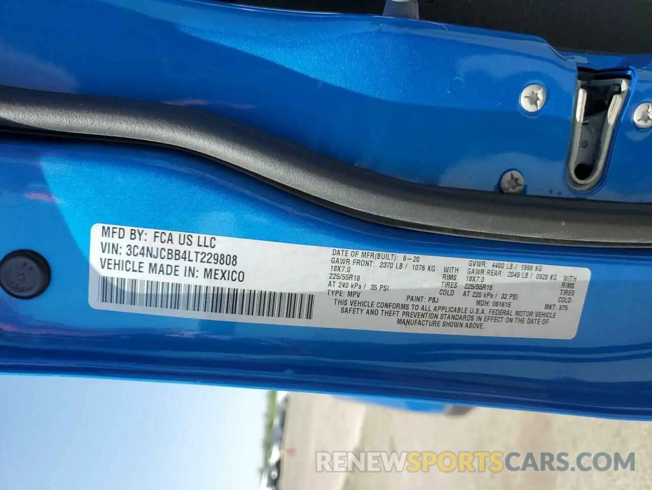 14 Photograph of a damaged car 3C4NJCBB4LT229808 JEEP COMPASS 2020
