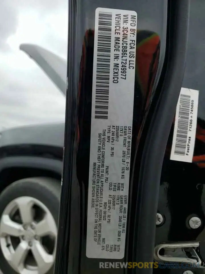 12 Photograph of a damaged car 3C4NJCBB6LT249977 JEEP COMPASS 2020