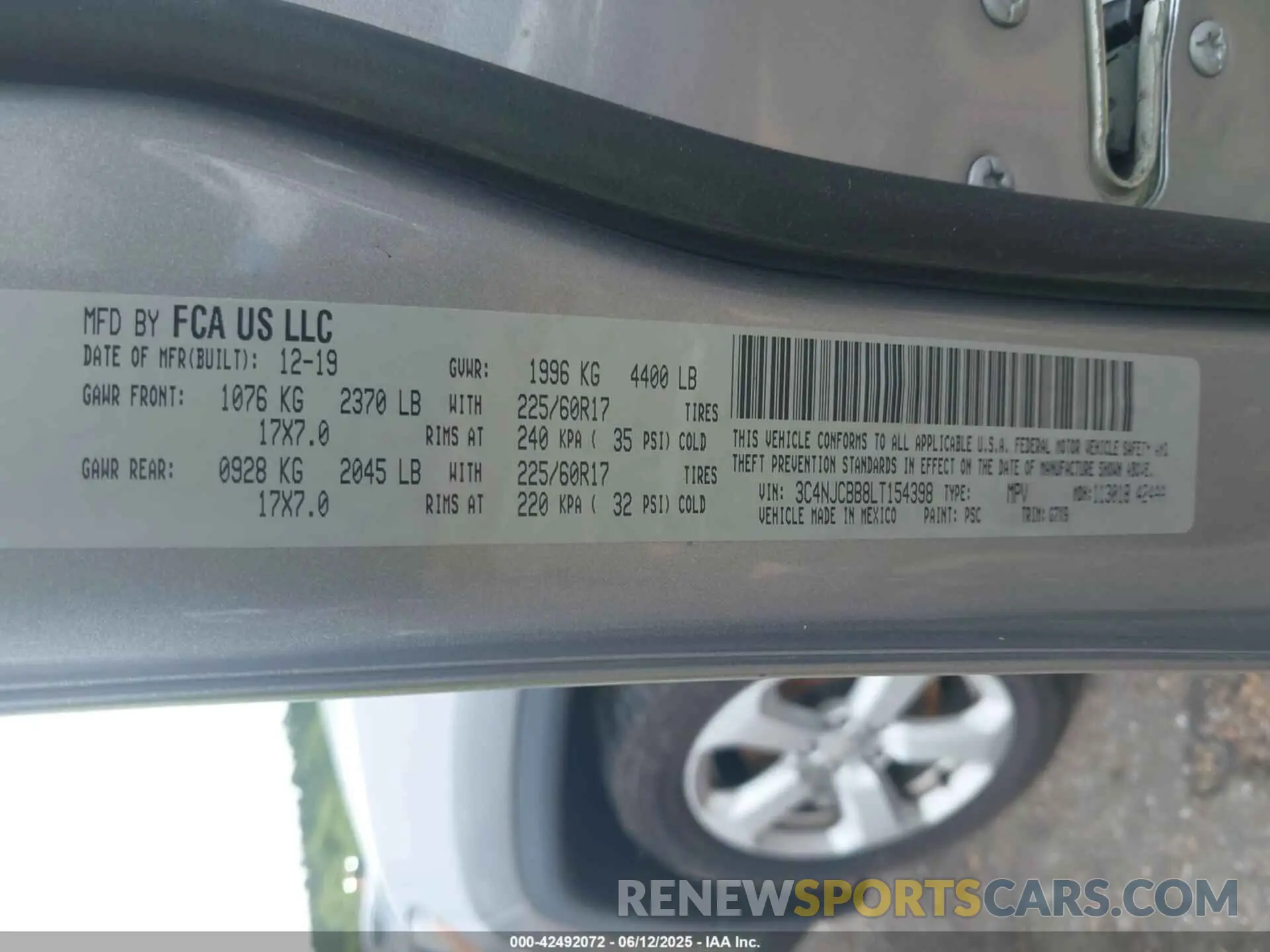 9 Photograph of a damaged car 3C4NJCBB8LT154398 JEEP COMPASS 2020