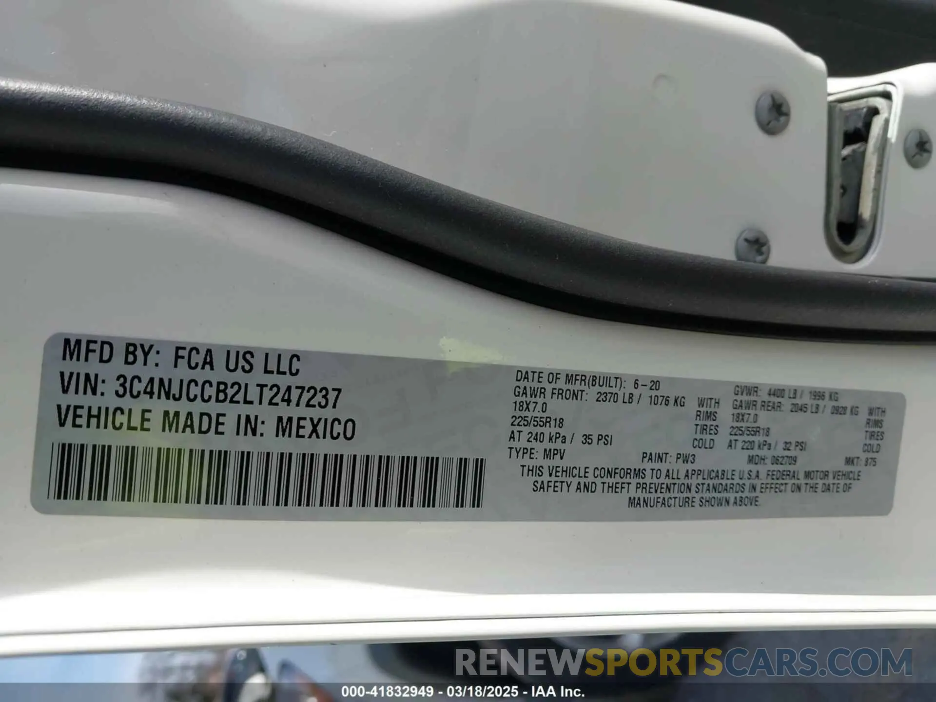 9 Photograph of a damaged car 3C4NJCCB2LT247237 JEEP COMPASS 2020
