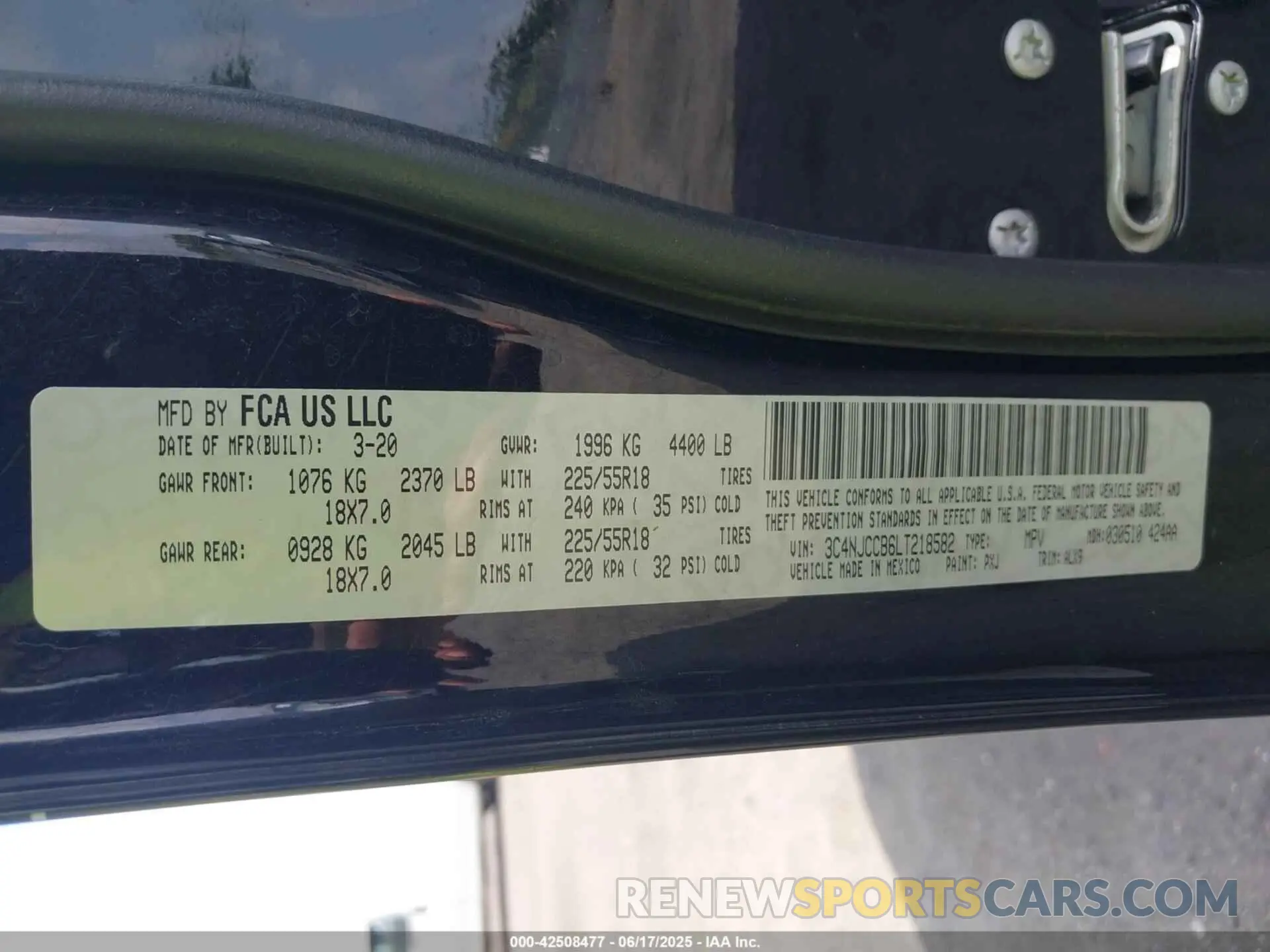 9 Photograph of a damaged car 3C4NJCCB6LT218582 JEEP COMPASS 2020