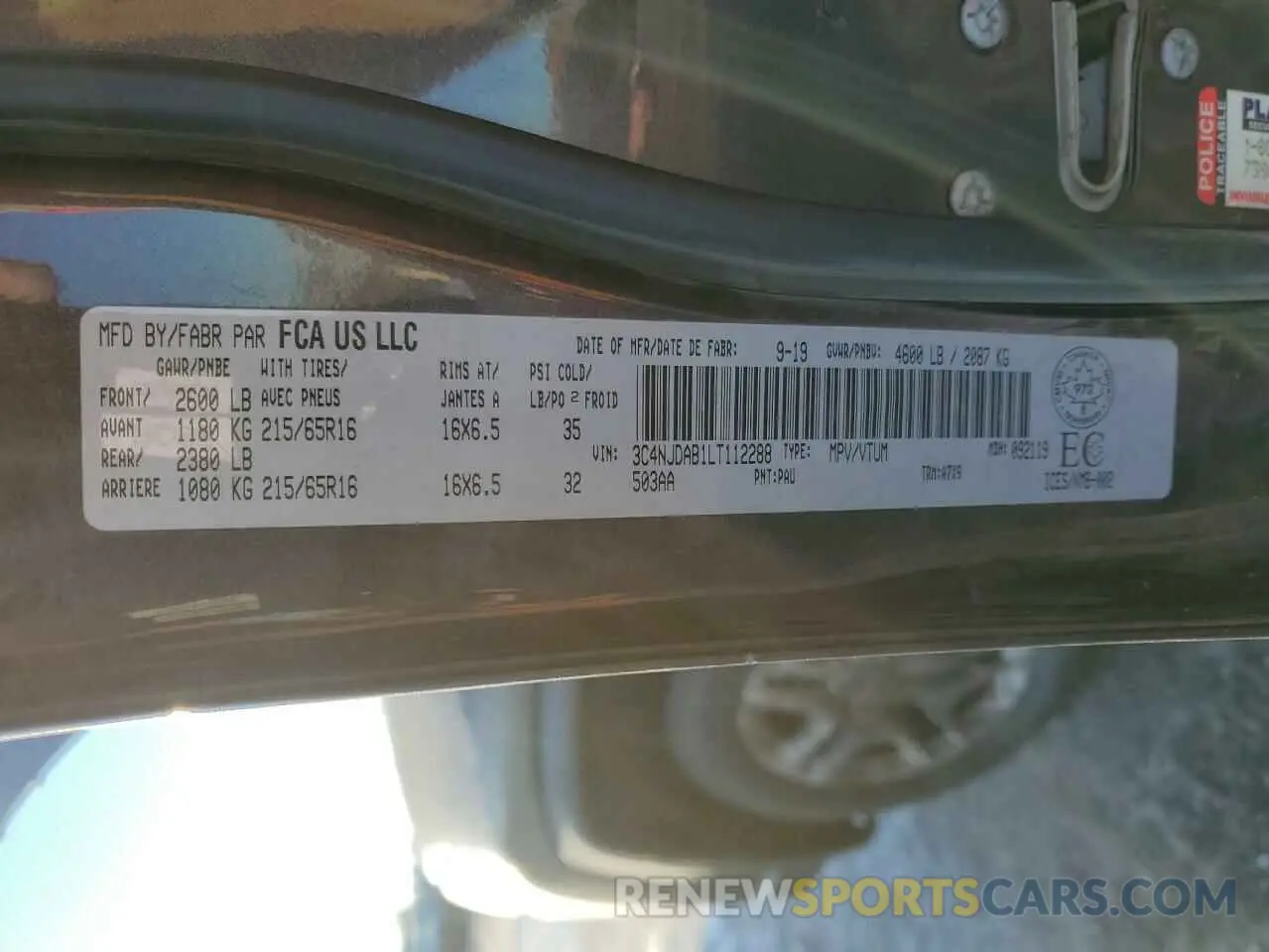 13 Photograph of a damaged car 3C4NJDAB1LT112288 JEEP COMPASS 2020