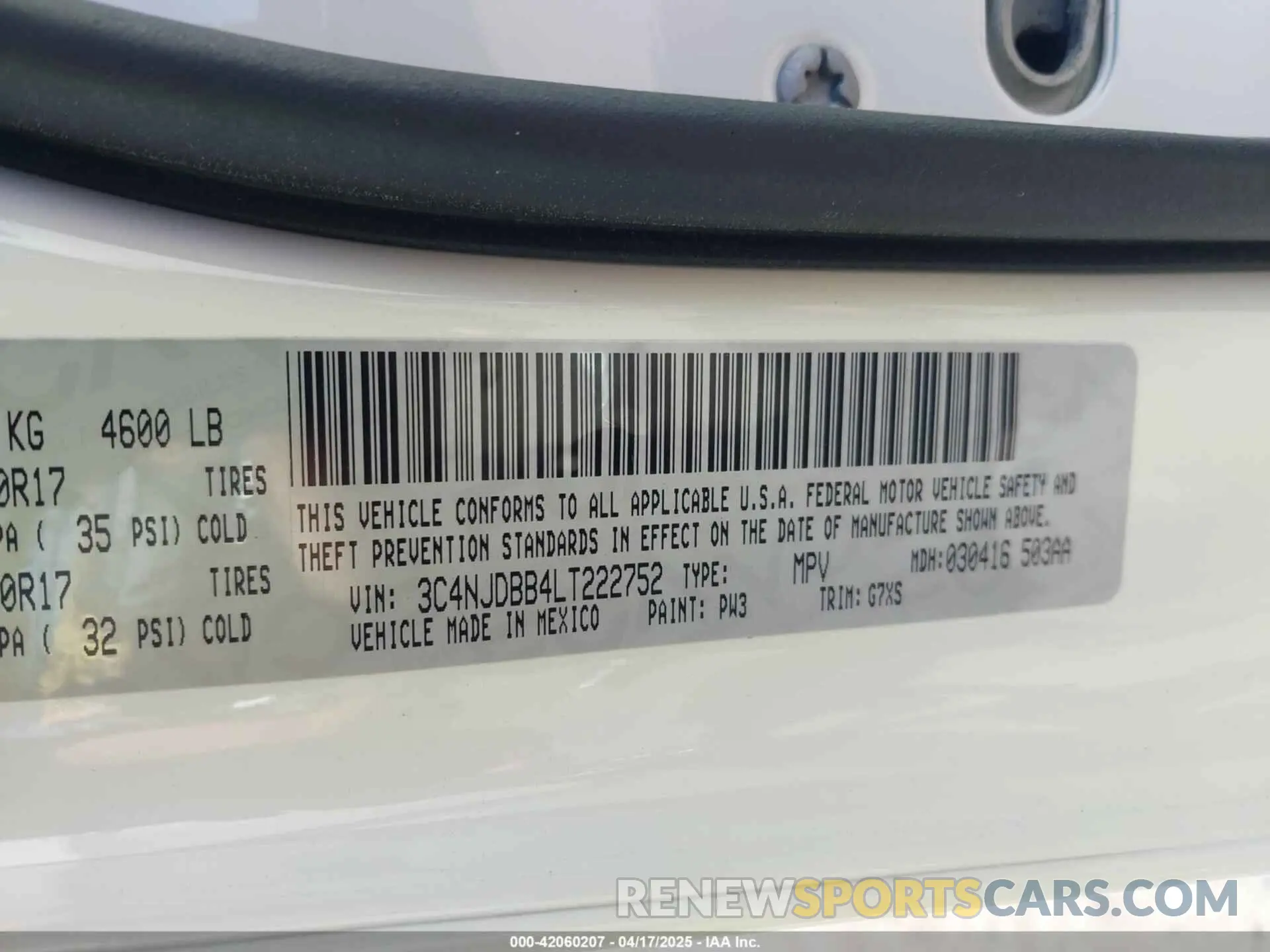 9 Photograph of a damaged car 3C4NJDBB4LT222752 JEEP COMPASS 2020