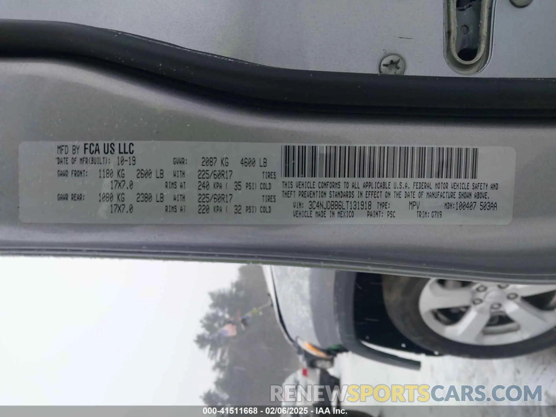 9 Photograph of a damaged car 3C4NJDBB6LT131918 JEEP COMPASS 2020