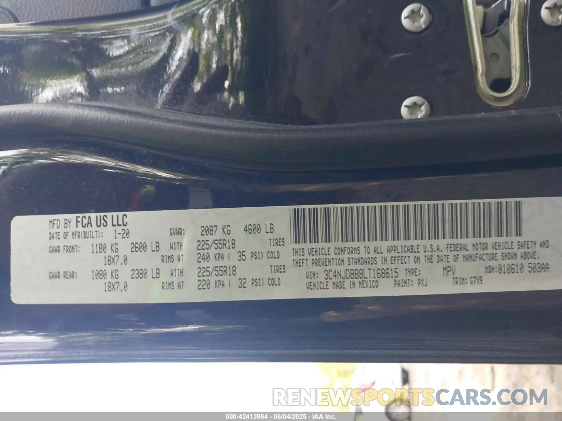 9 Photograph of a damaged car 3C4NJDBB8LT168615 JEEP COMPASS 2020