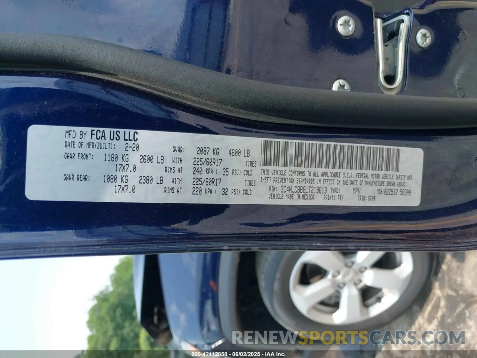 9 Photograph of a damaged car 3C4NJDBB8LT219613 JEEP COMPASS 2020
