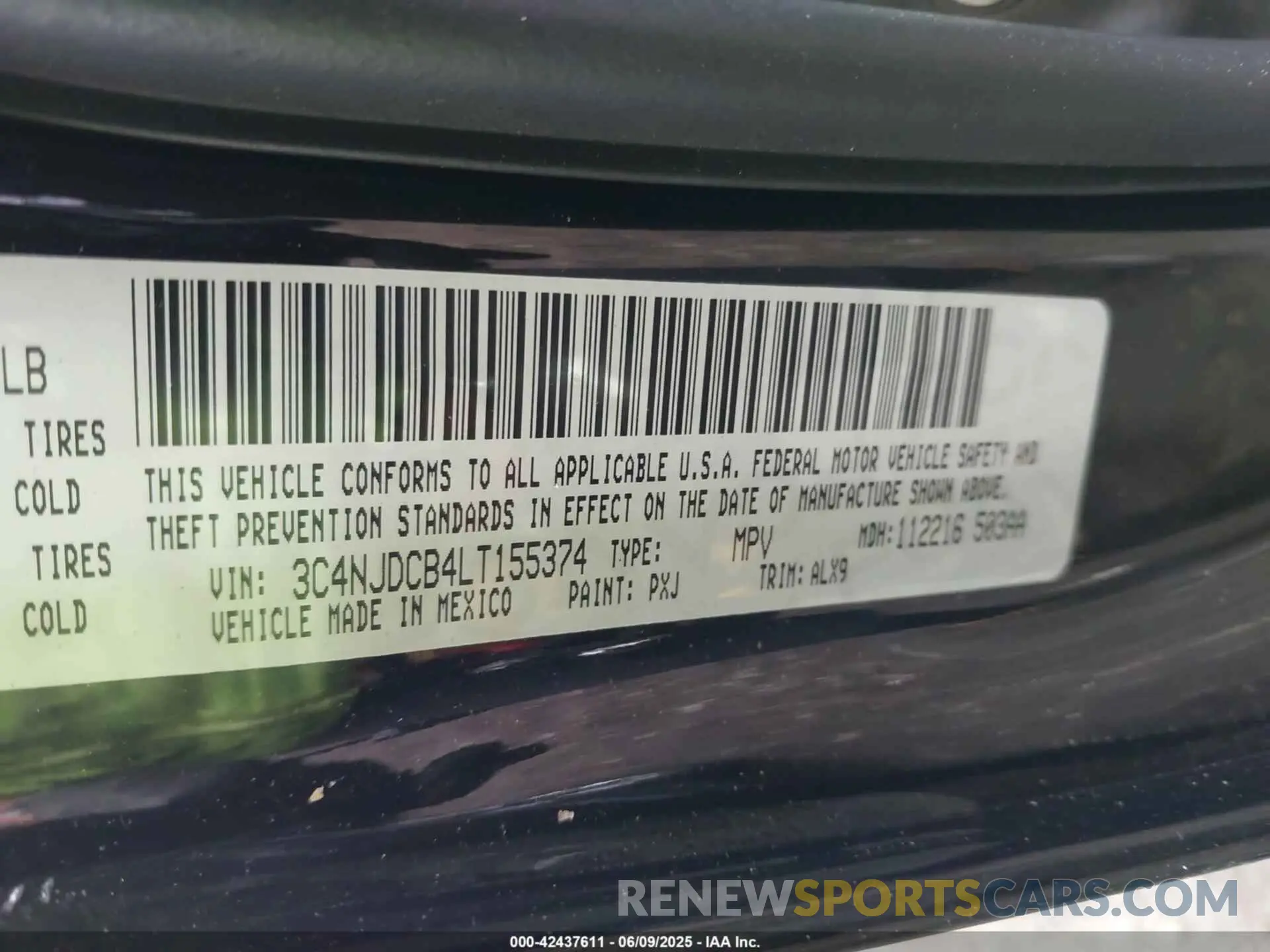 9 Photograph of a damaged car 3C4NJDCB4LT155374 JEEP COMPASS 2020