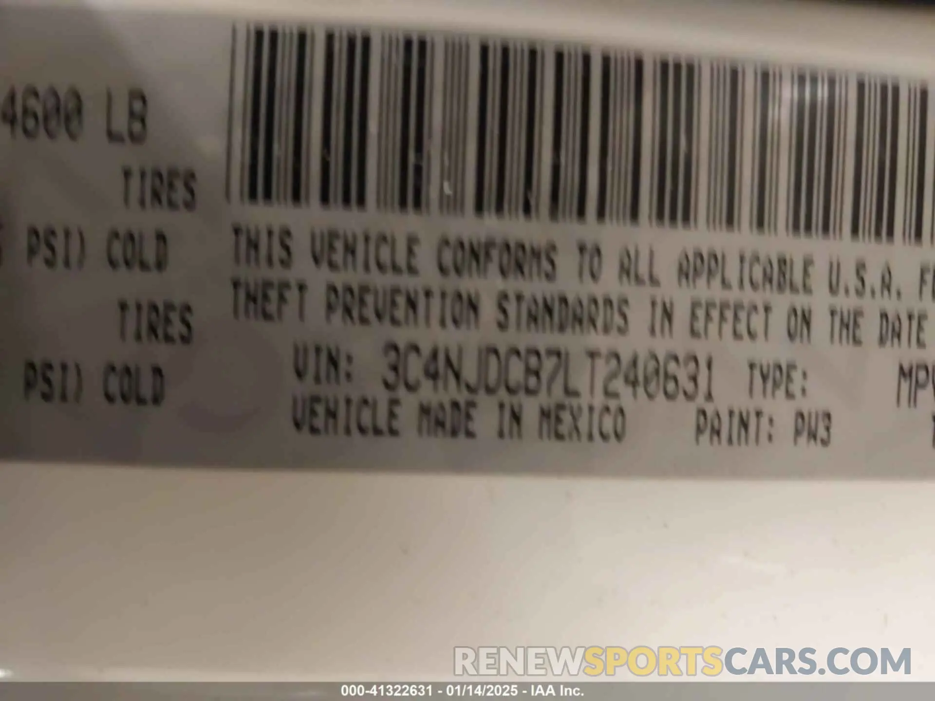 9 Photograph of a damaged car 3C4NJDCB7LT240631 JEEP COMPASS 2020