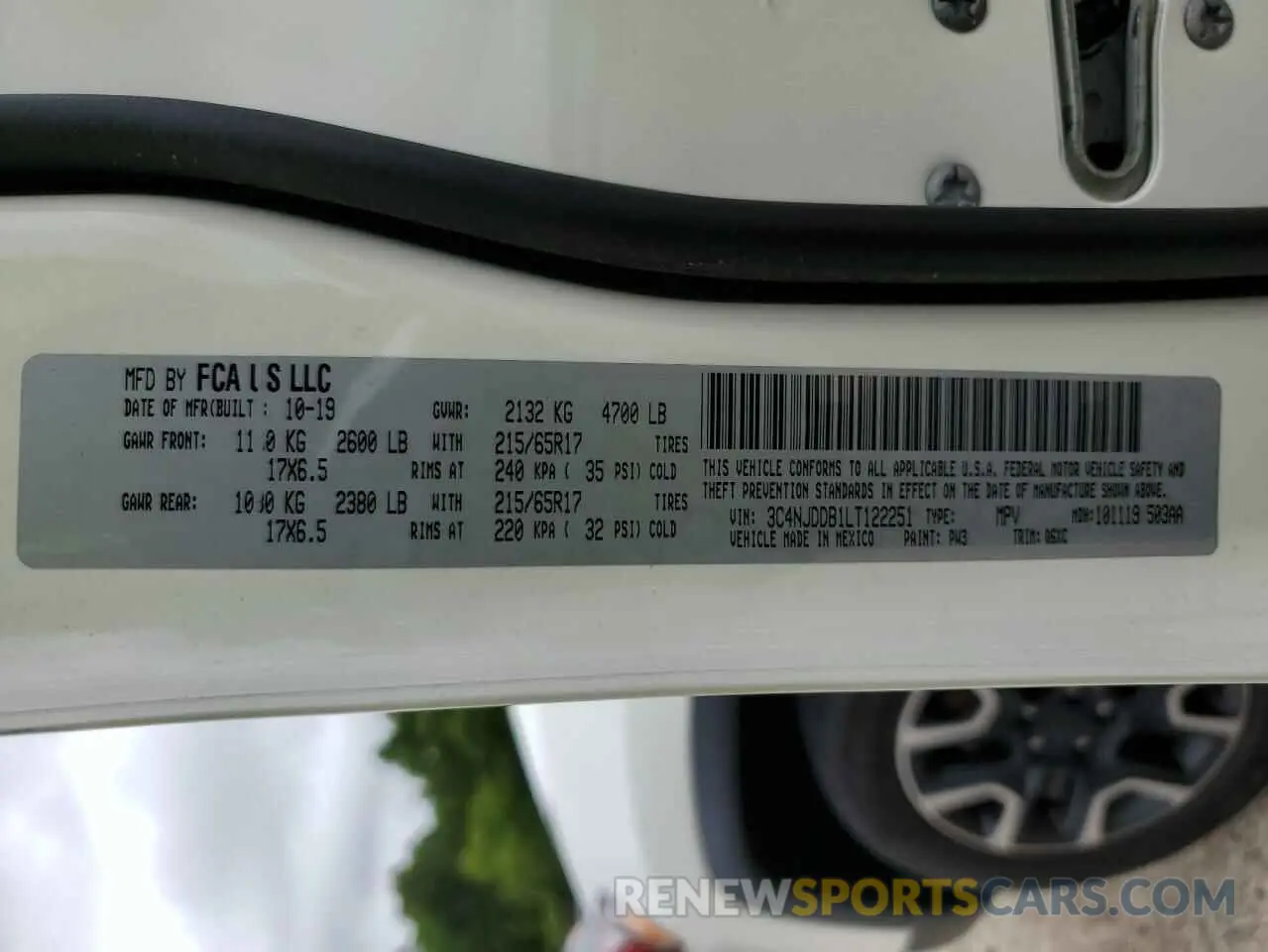 14 Photograph of a damaged car 3C4NJDDB1LT122251 JEEP COMPASS 2020