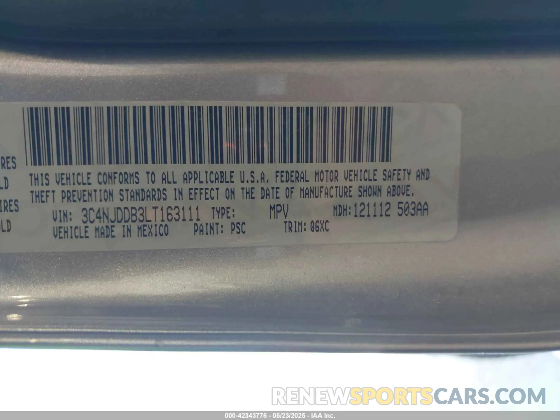 9 Photograph of a damaged car 3C4NJDDB3LT163111 JEEP COMPASS 2020