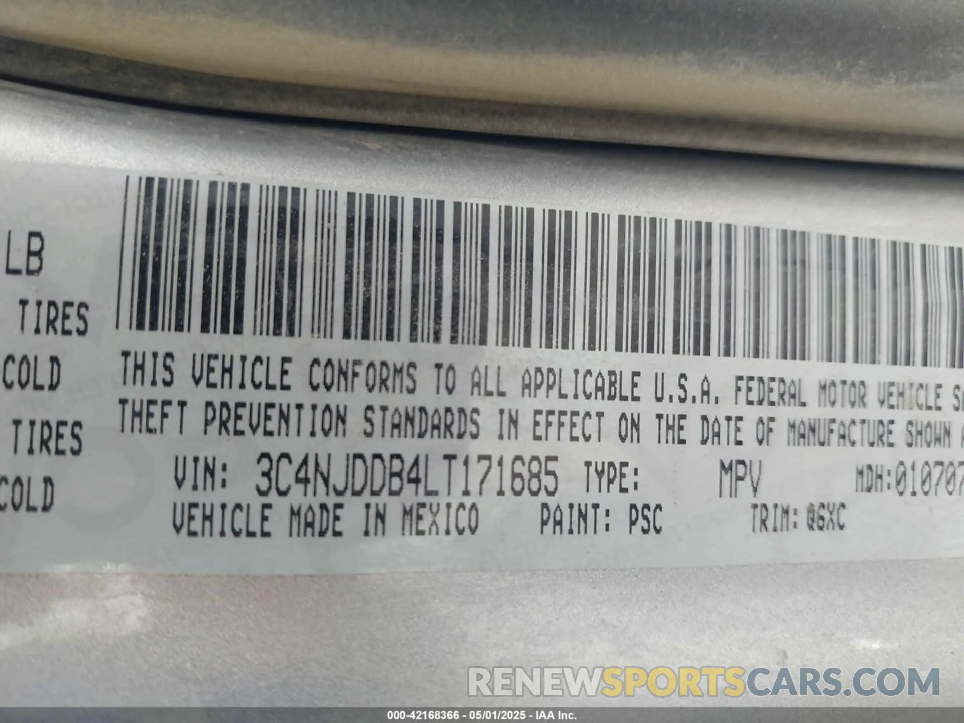 9 Photograph of a damaged car 3C4NJDDB4LT171685 JEEP COMPASS 2020
