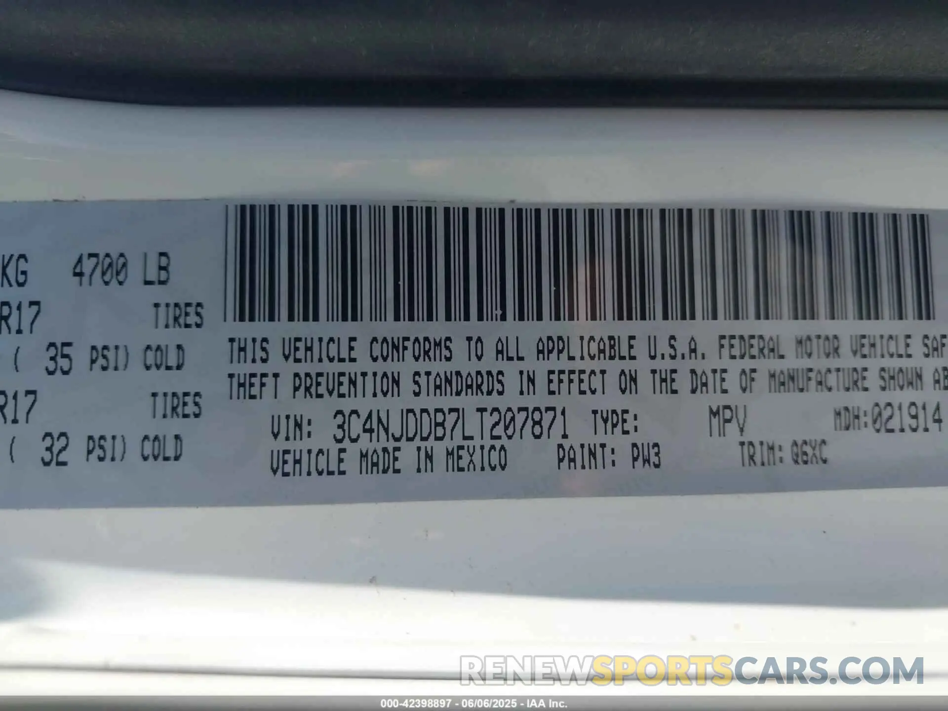 9 Photograph of a damaged car 3C4NJDDB7LT207871 JEEP COMPASS 2020
