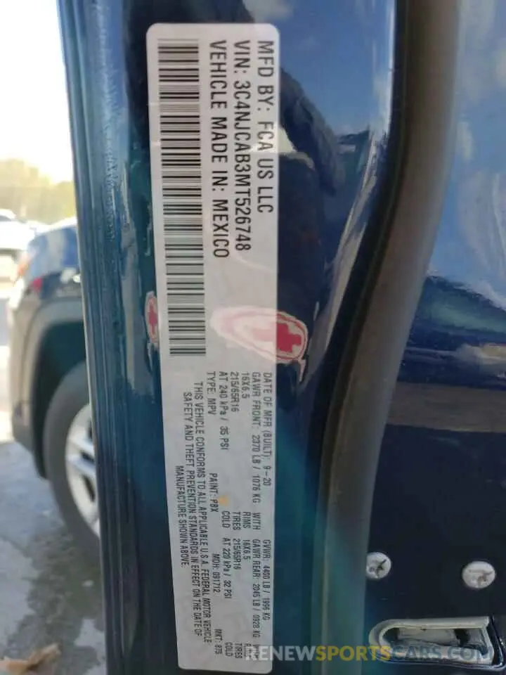 13 Photograph of a damaged car 3C4NJCAB3MT526748 JEEP COMPASS 2021