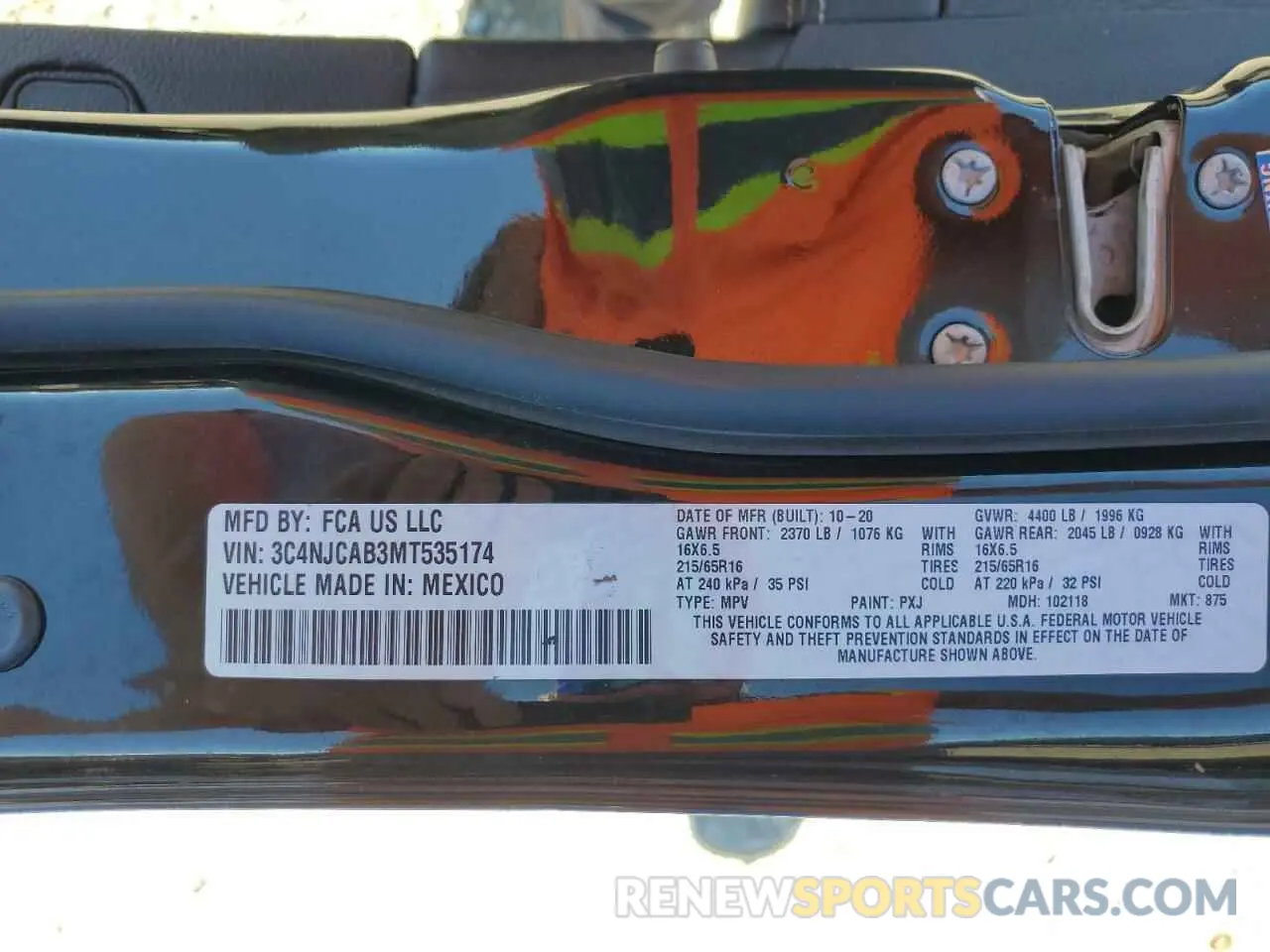 13 Photograph of a damaged car 3C4NJCAB3MT535174 JEEP COMPASS 2021