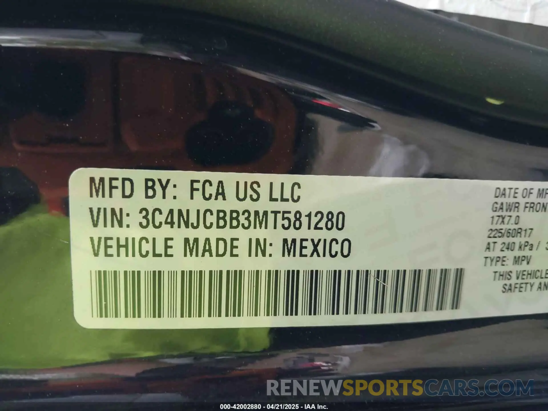 9 Photograph of a damaged car 3C4NJCBB3MT581280 JEEP COMPASS 2021