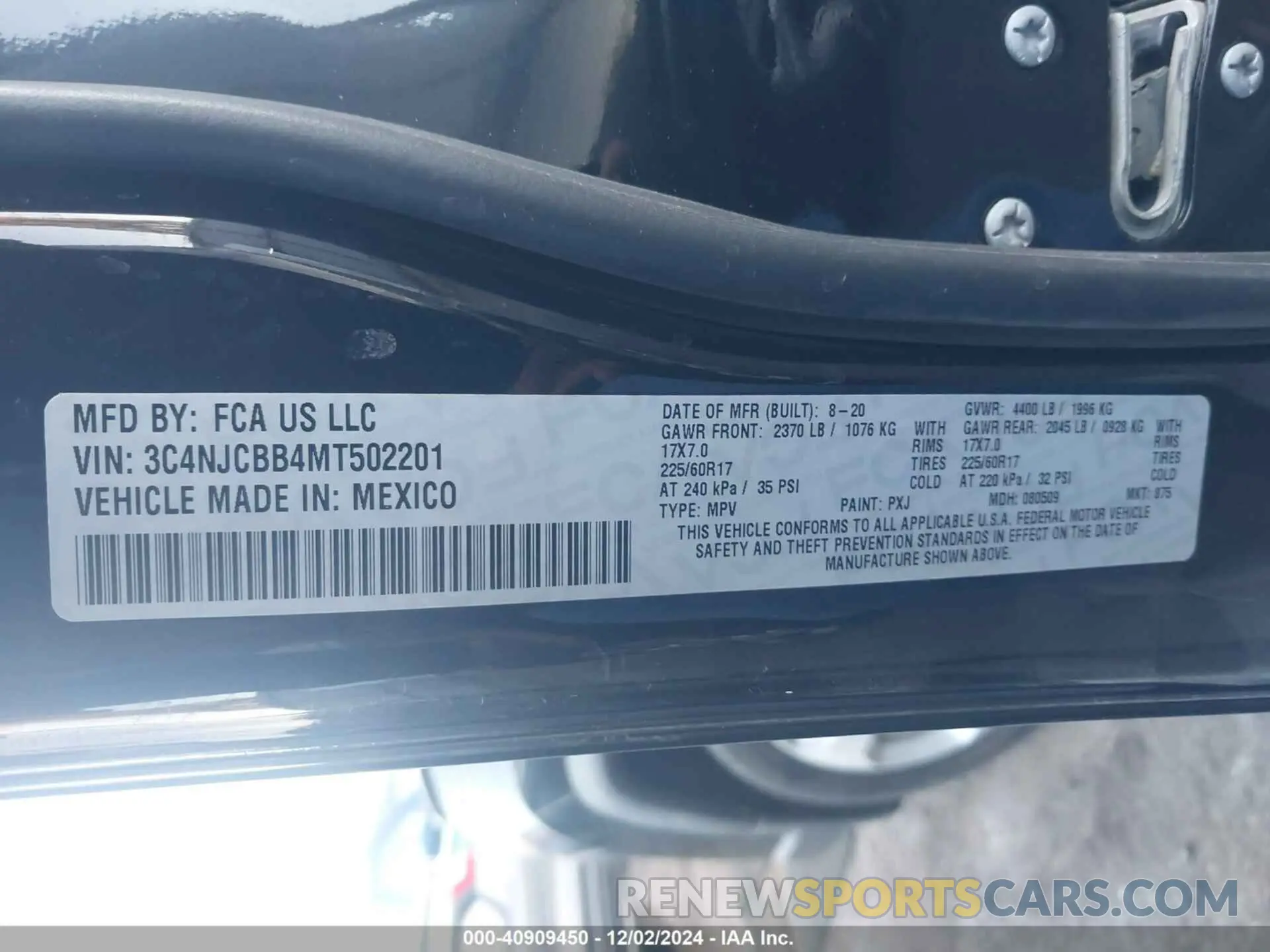9 Photograph of a damaged car 3C4NJCBB4MT502201 JEEP COMPASS 2021