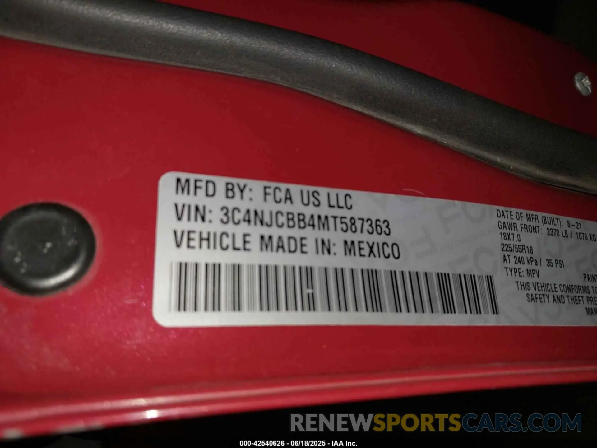 9 Photograph of a damaged car 3C4NJCBB4MT587363 JEEP COMPASS 2021