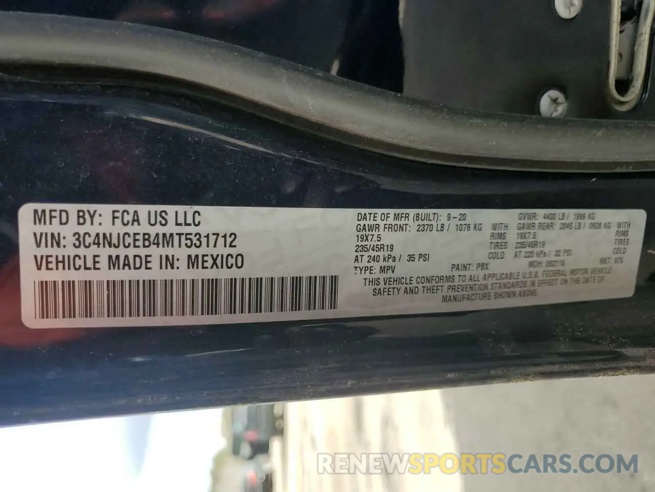 14 Photograph of a damaged car 3C4NJCEB4MT531712 JEEP COMPASS 2021