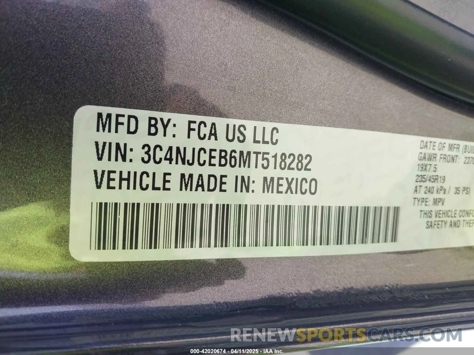 9 Photograph of a damaged car 3C4NJCEB6MT518282 JEEP COMPASS 2021