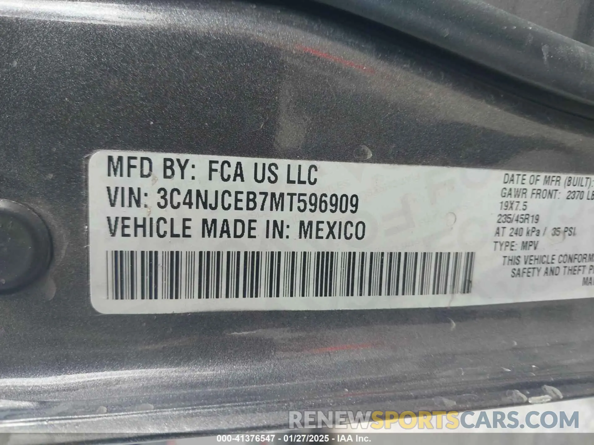9 Photograph of a damaged car 3C4NJCEB7MT596909 JEEP COMPASS 2021
