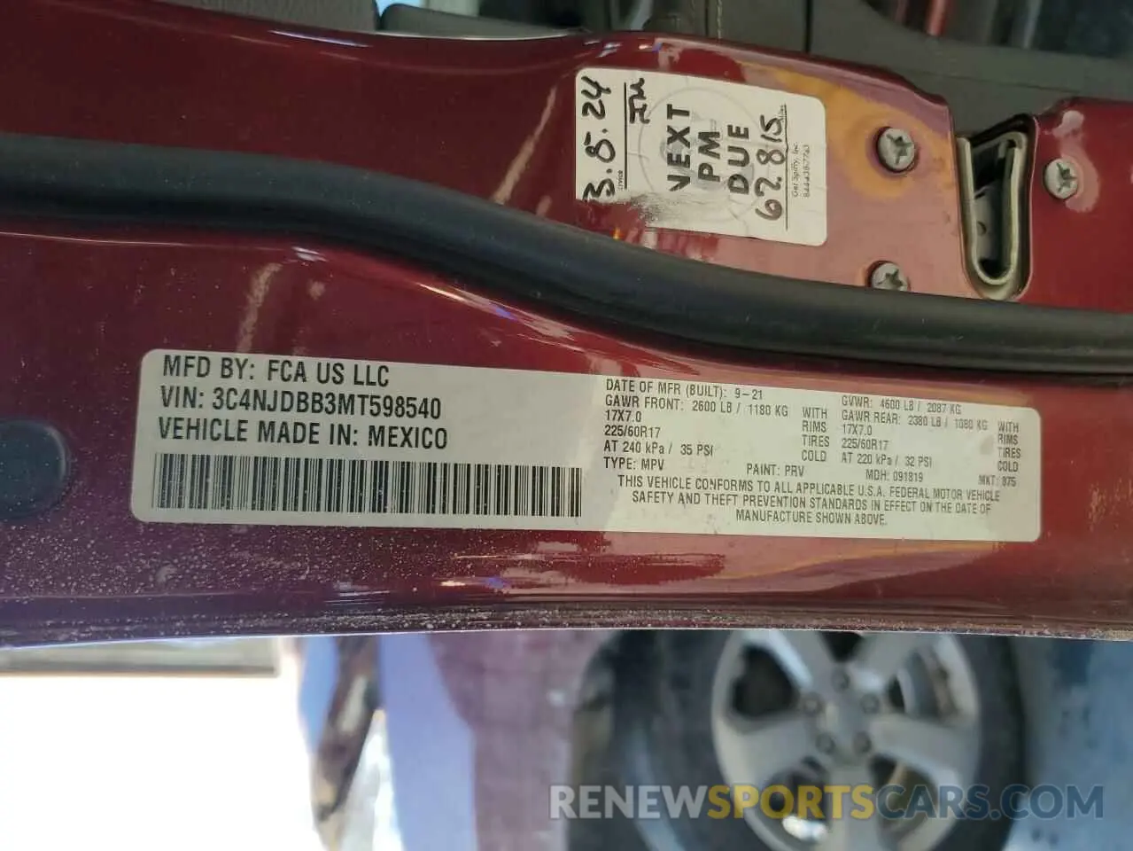 15 Photograph of a damaged car 3C4NJDBB3MT598540 JEEP COMPASS 2021