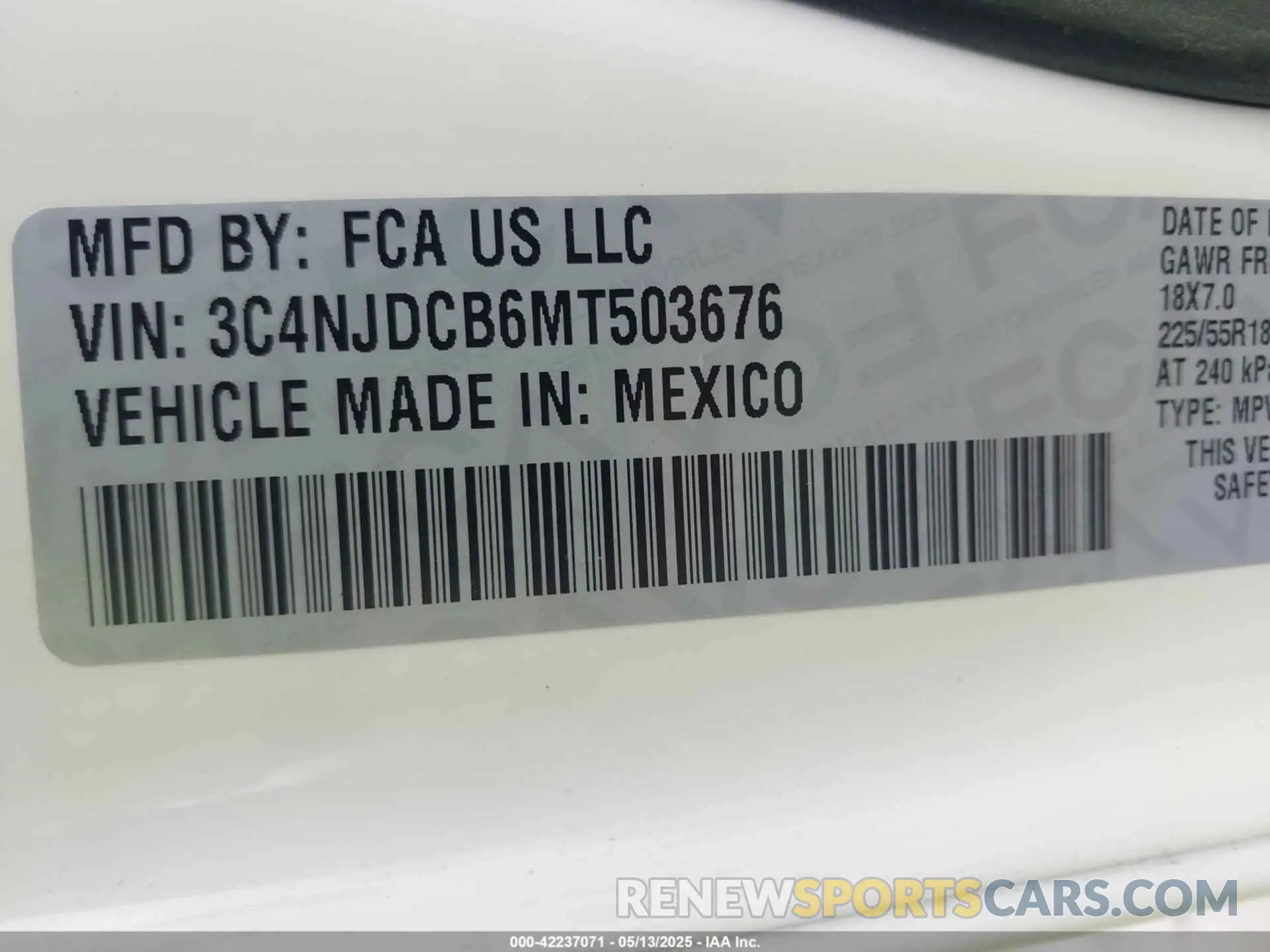 9 Photograph of a damaged car 3C4NJDCB6MT503676 JEEP COMPASS 2021