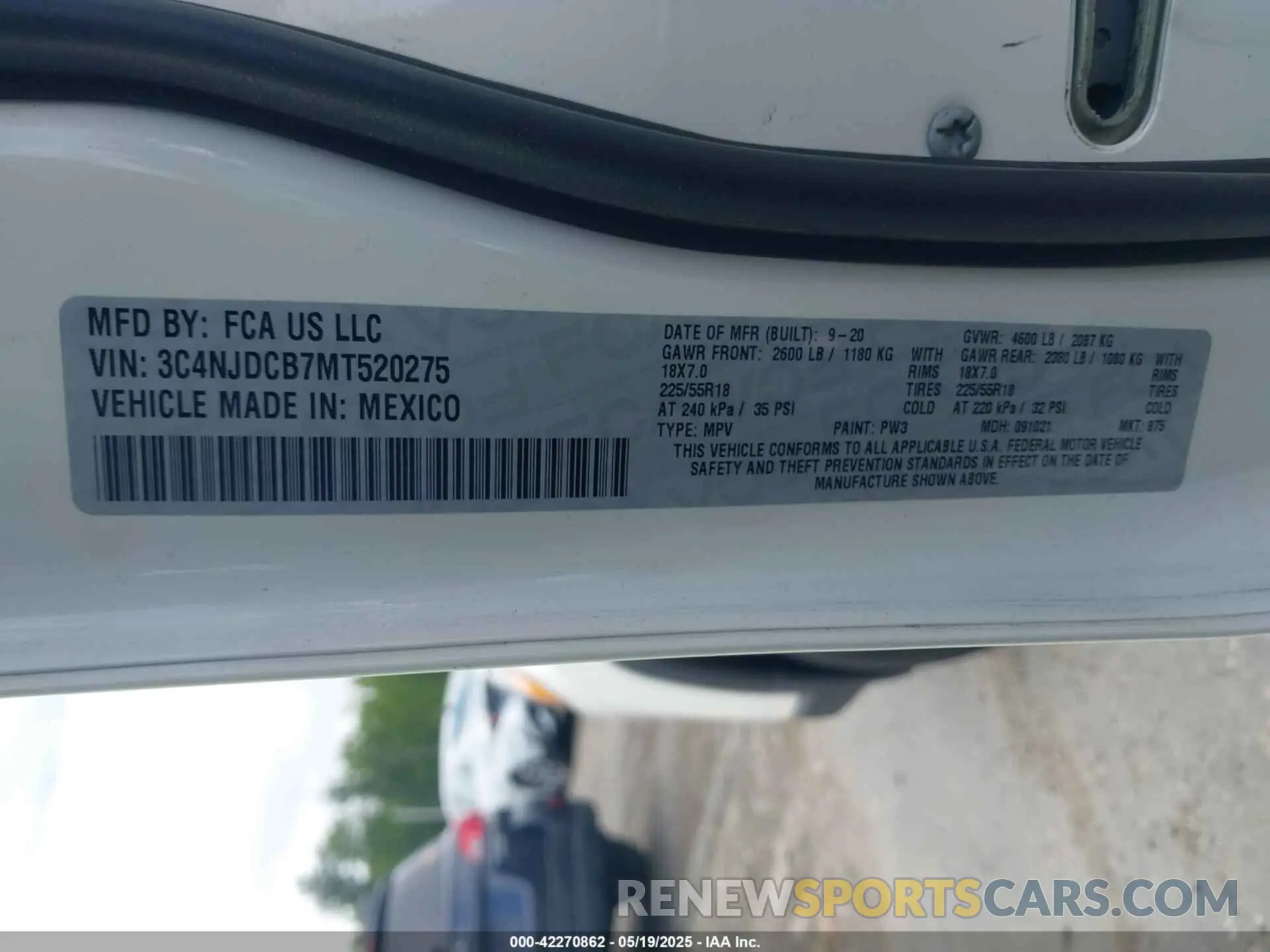 9 Photograph of a damaged car 3C4NJDCB7MT520275 JEEP COMPASS 2021
