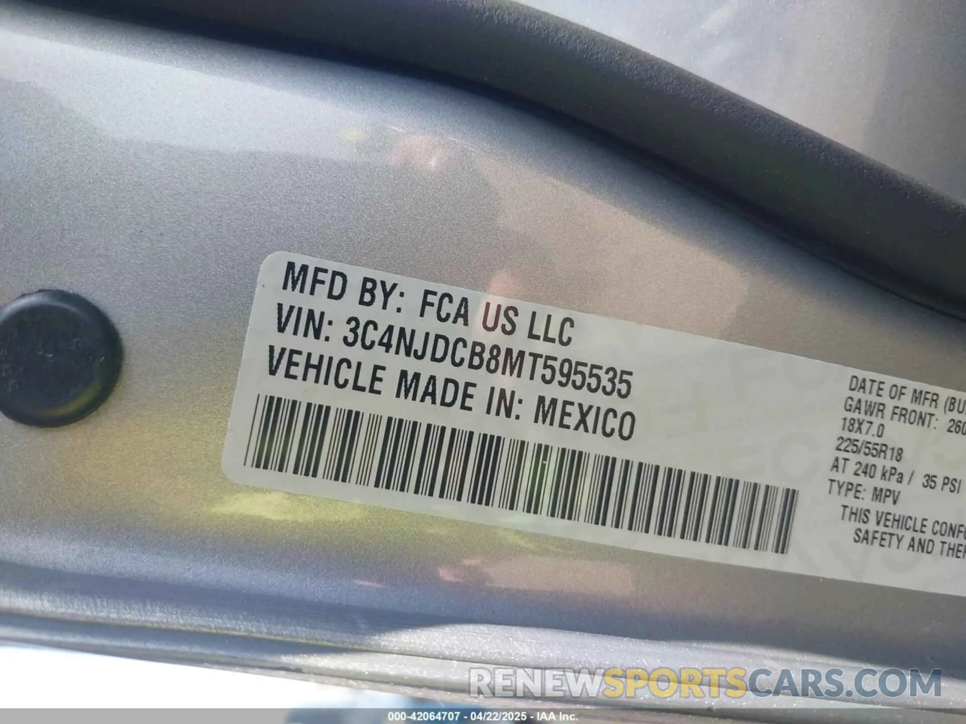 9 Photograph of a damaged car 3C4NJDCB8MT595535 JEEP COMPASS 2021