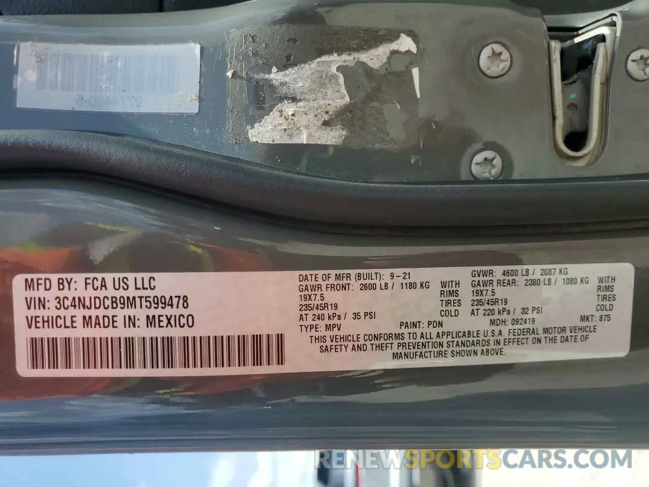13 Photograph of a damaged car 3C4NJDCB9MT599478 JEEP COMPASS 2021